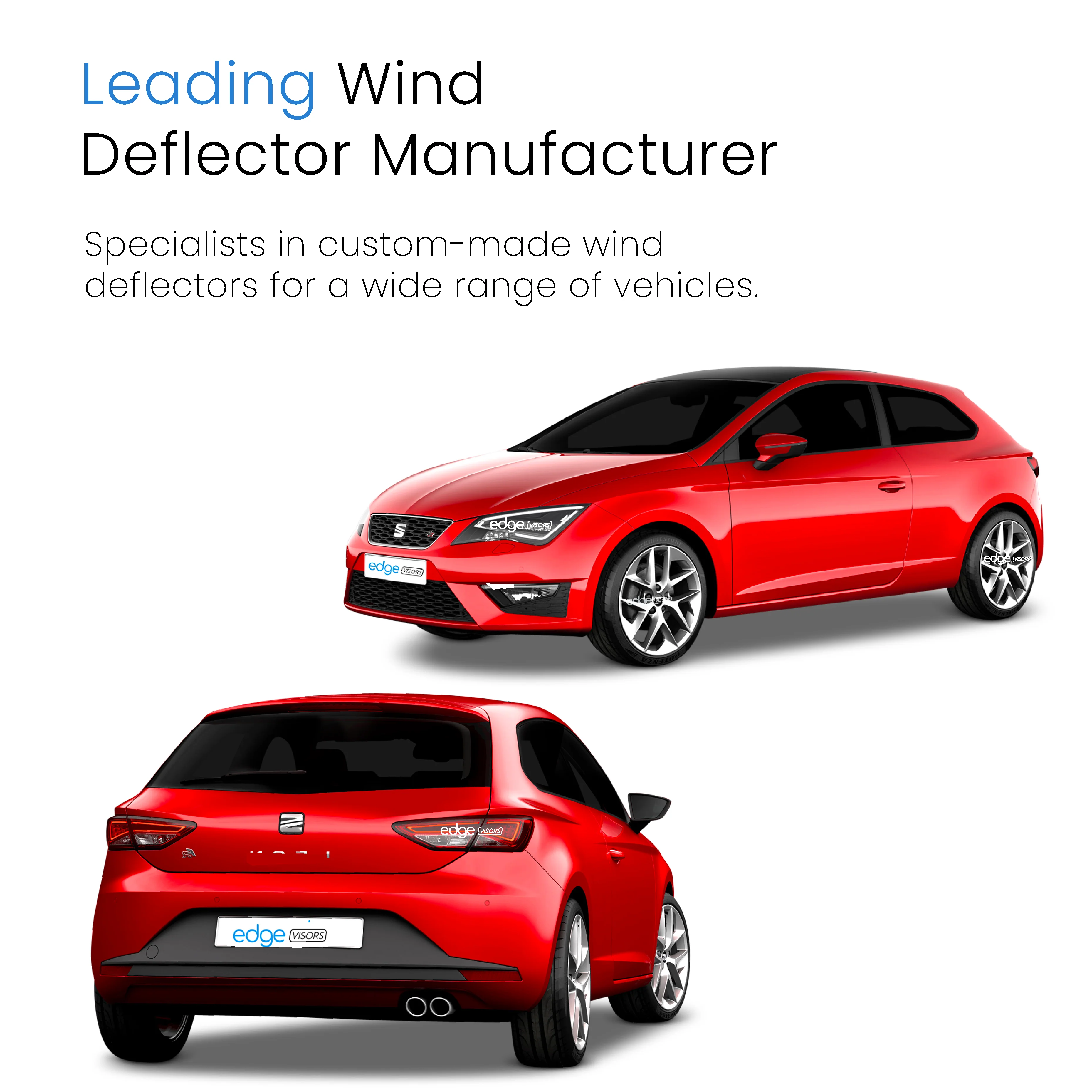 Seat Leon SC MK3 2013-2020 3 Door Hatchback Wind Deflectors 2pc - Image 4