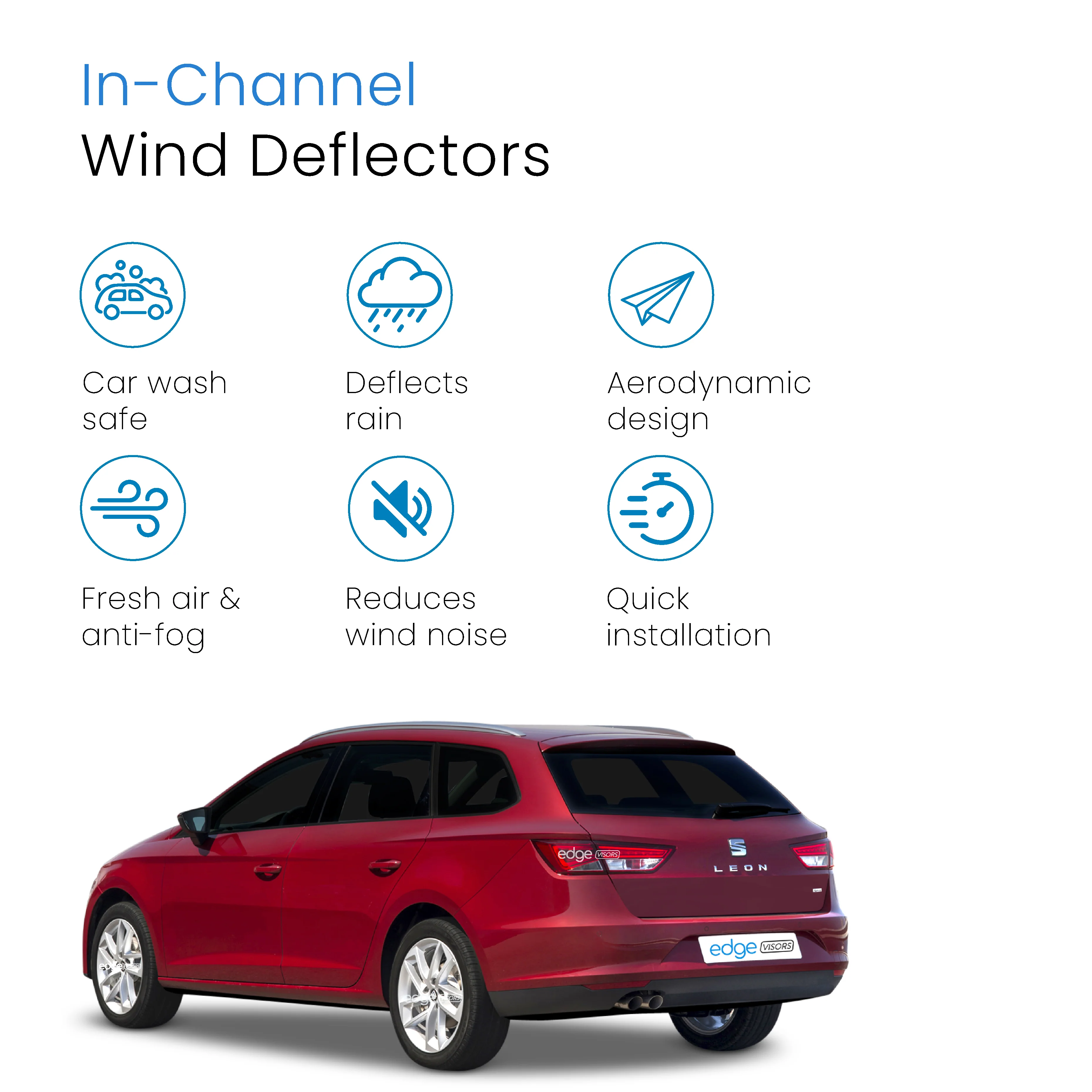 Seat Leon ST / Cupra MK3 2014-2020 5 Door Estate Wind Deflectors 4pc - Image 3