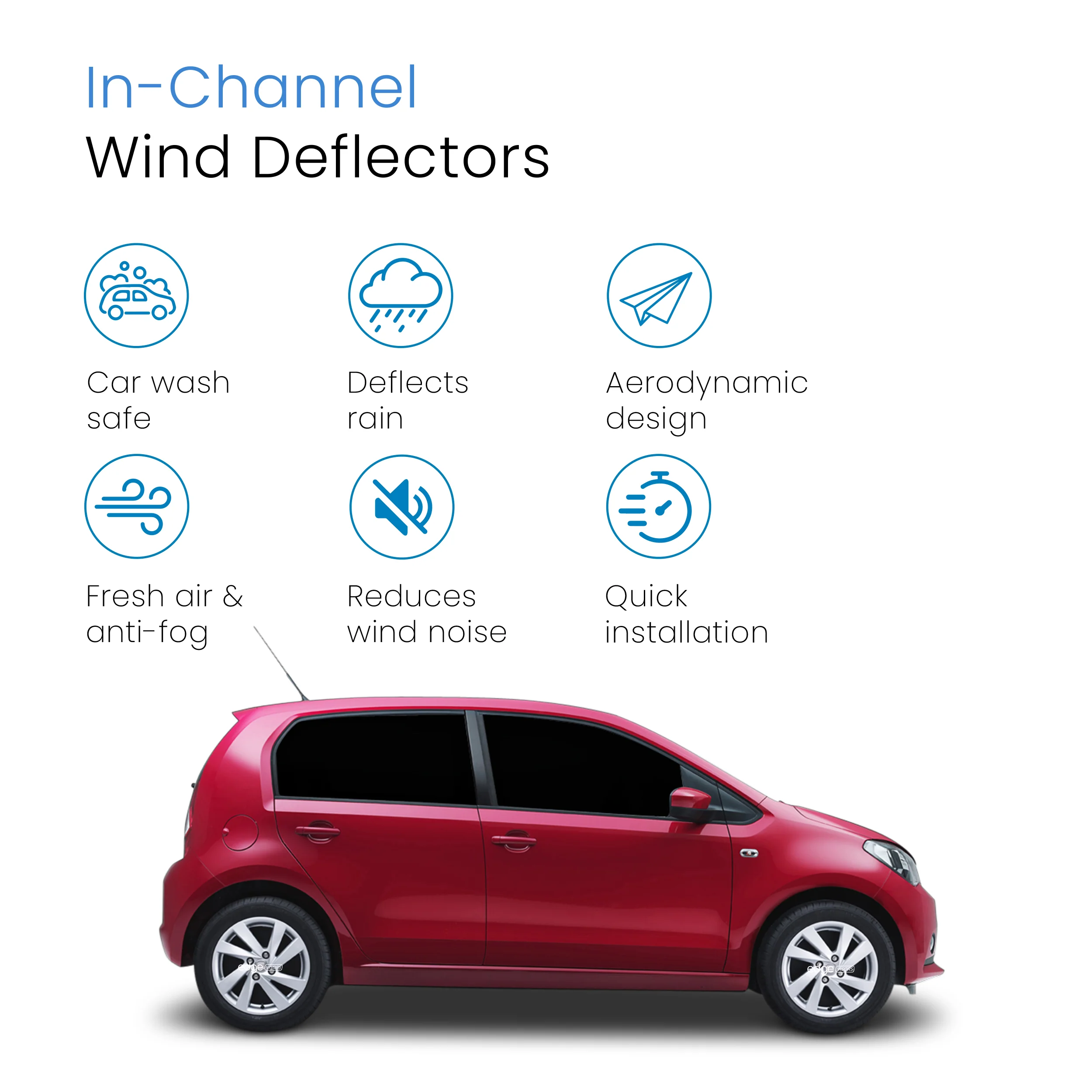 Seat Mii 5D 2012-2021 5 Door Hatchback Wind Deflectors 2pc - Image 3