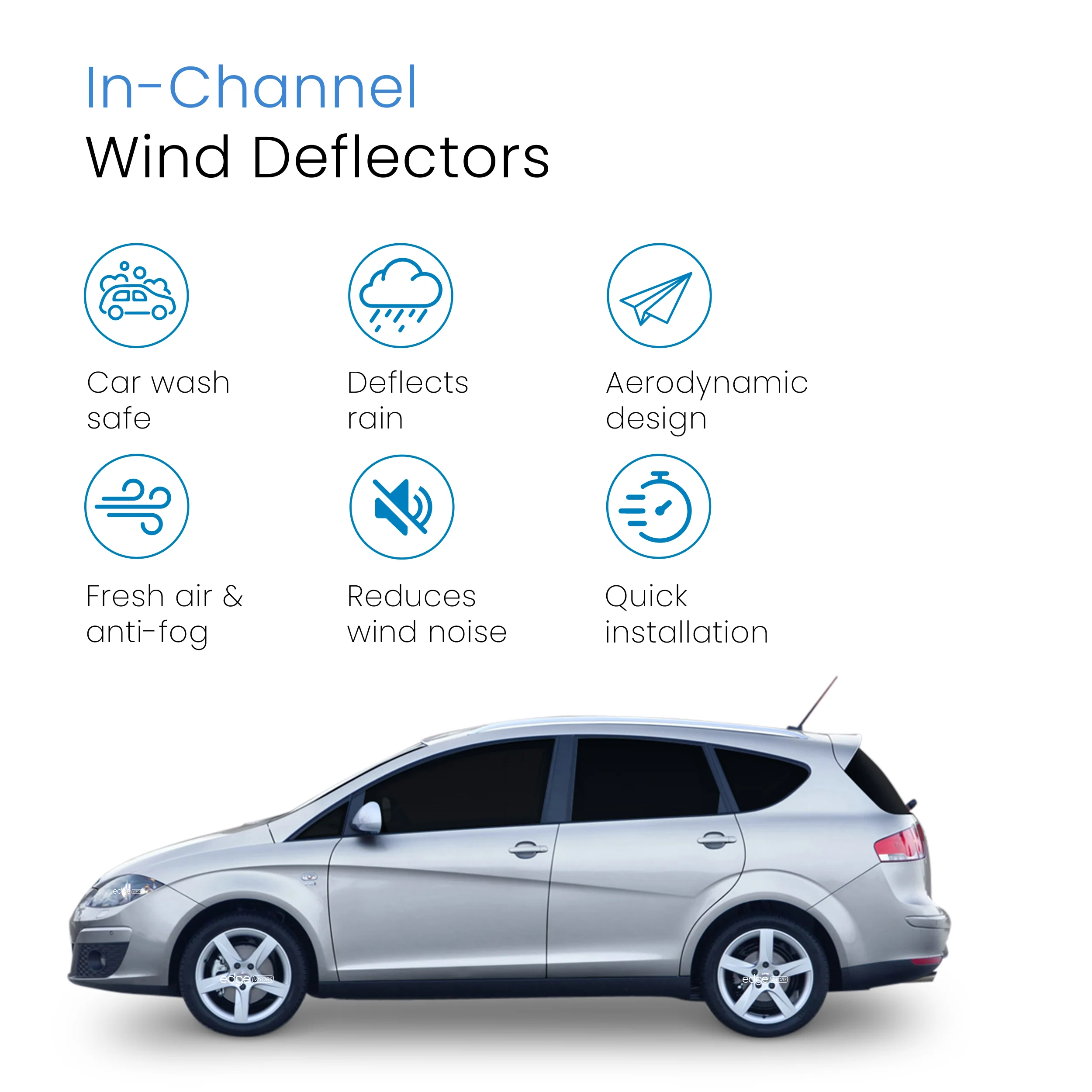 Seat Toledo MK3 2004-2009 5 Door Estate Wind Deflectors 4pc - Image 3