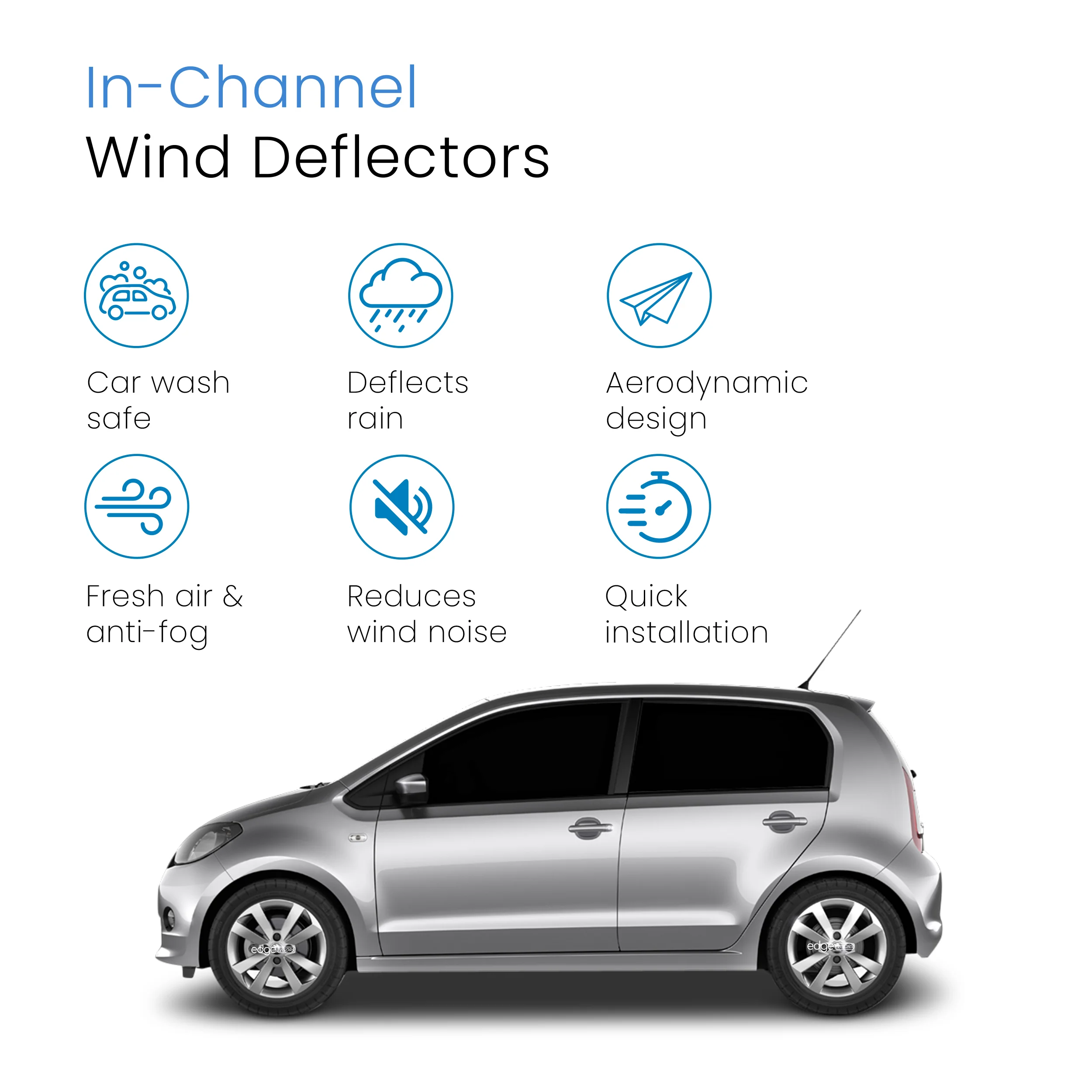 Skoda Citigo 2012-2019 5Doors Hatchback Wind Deflectors 2pc - Image 3