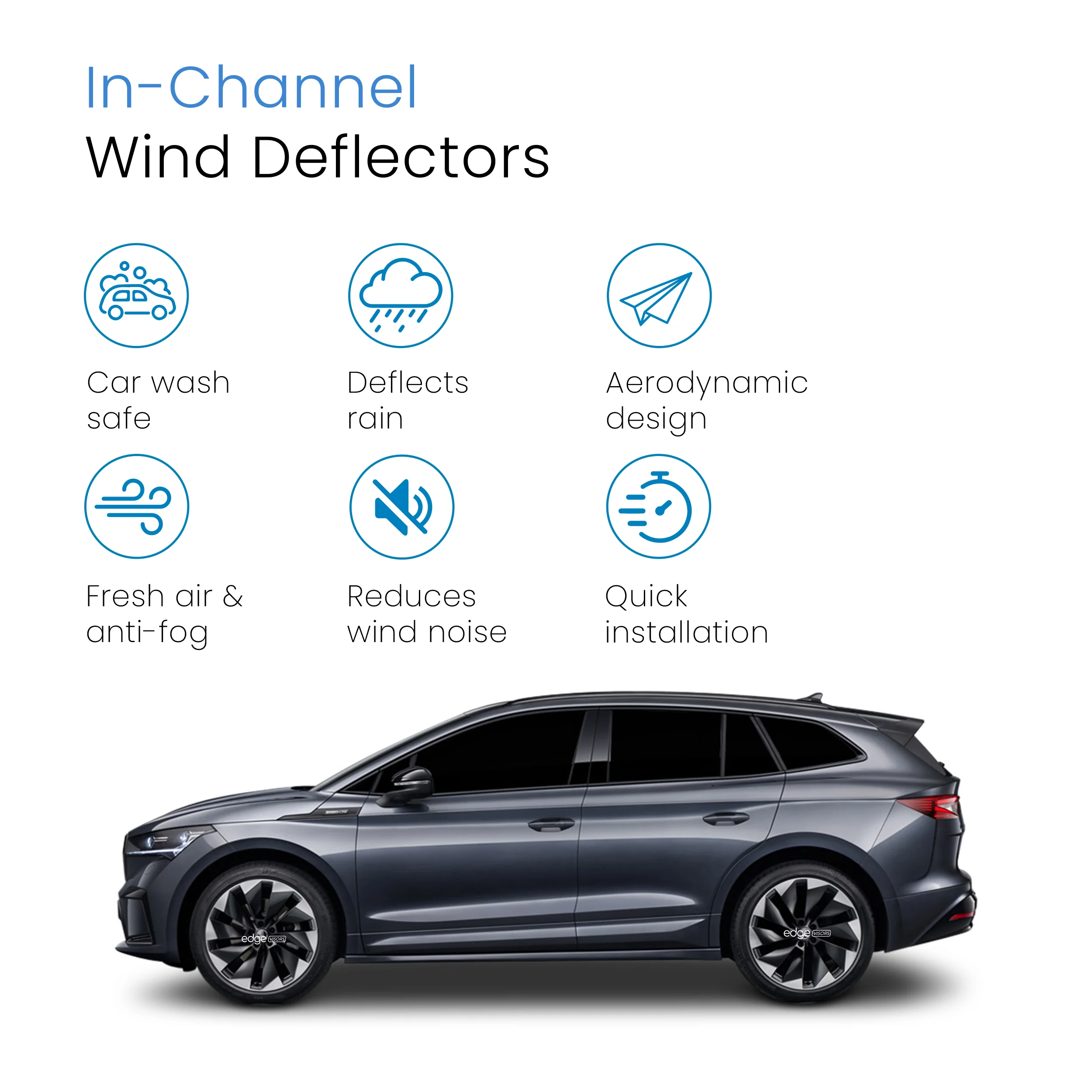 Skoda Enyaq iV 2020-onwards 5 Door SUV Wind Deflectors 4pc - Image 3