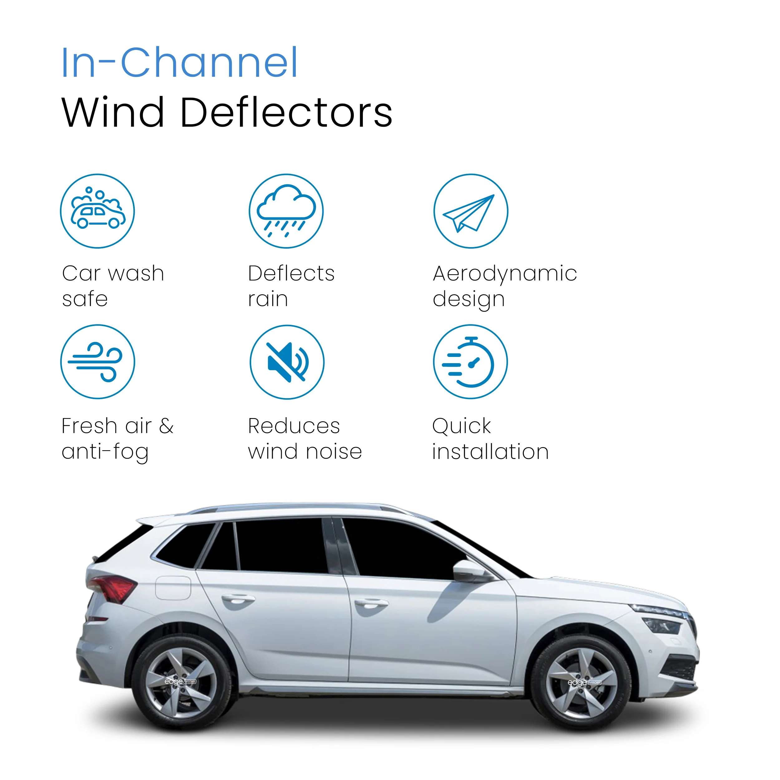 Skoda Kamiq 2019-onwards 5 Door SUV Wind Deflectors 4pc - Image 3