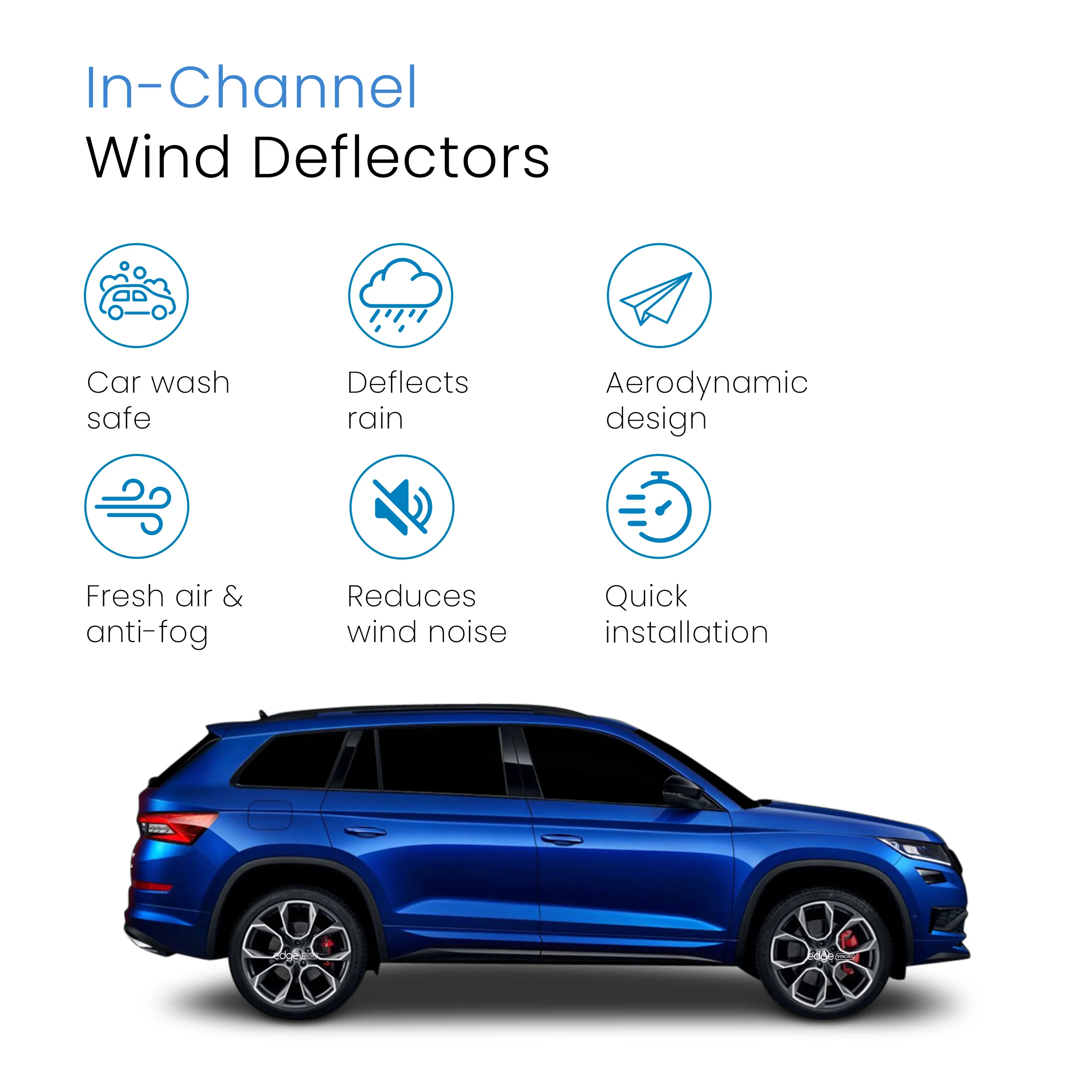 Skoda Kodiaq MK1 2016-2024 5 Door SUV Wind Deflectors 4pc - Image 3