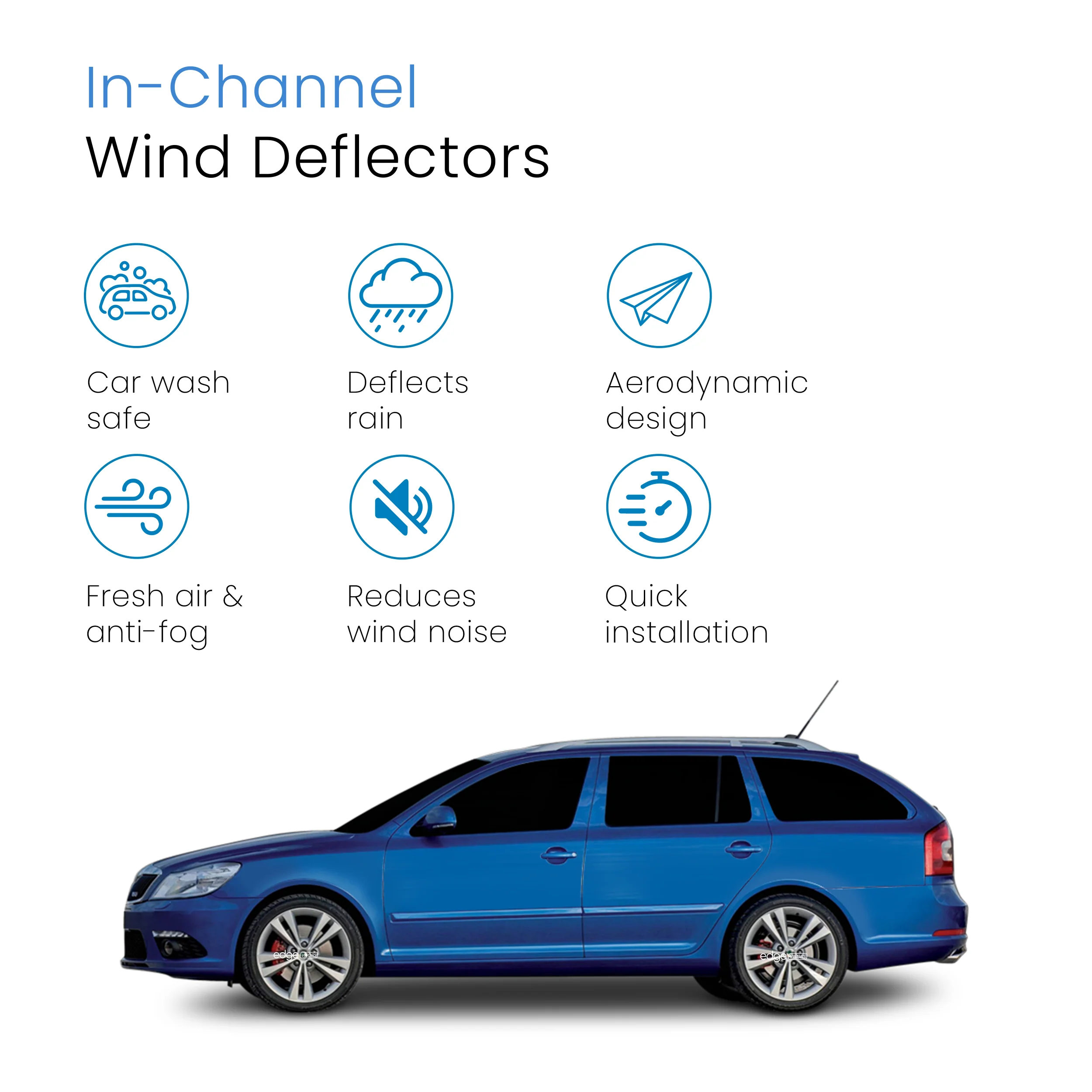 Skoda Octavia MK2 2004-2013 5 Door Estate Wind Deflectors 4pc - Image 3
