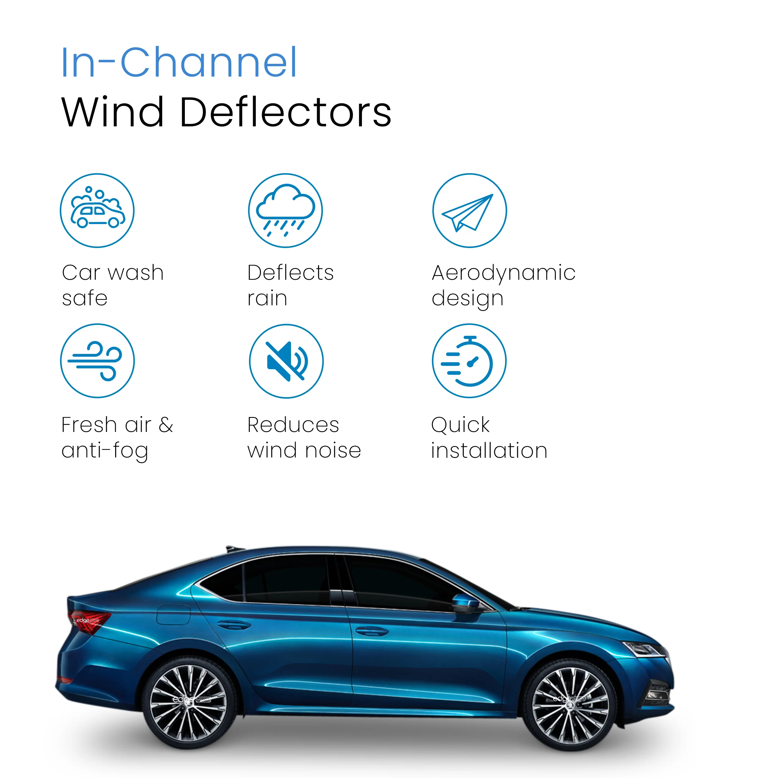 Skoda Octavia MK4 2020-2025 5 Door Hatchback Wind Deflectors 4pc - Image 3