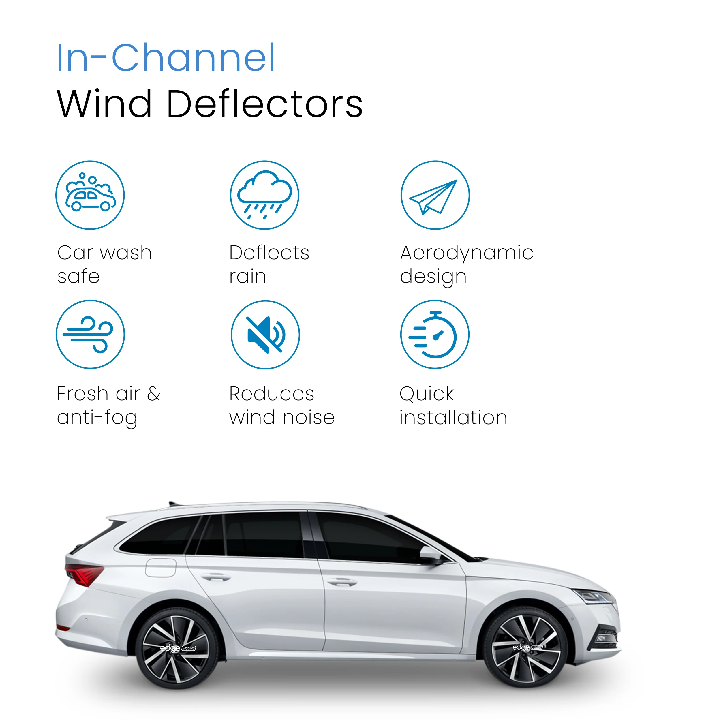 Skoda Octavia MK4 2020-2025 5 Door Estate Wind Deflectors 4pc - Image 3