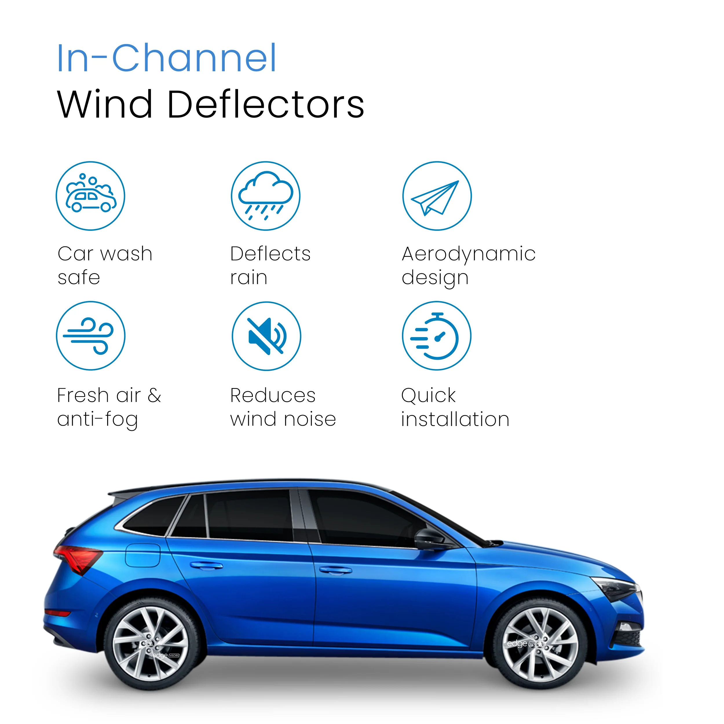 Skoda Scala 2019-onwards 5 Door Hatchback Wind Deflectors 4pc - Image 3