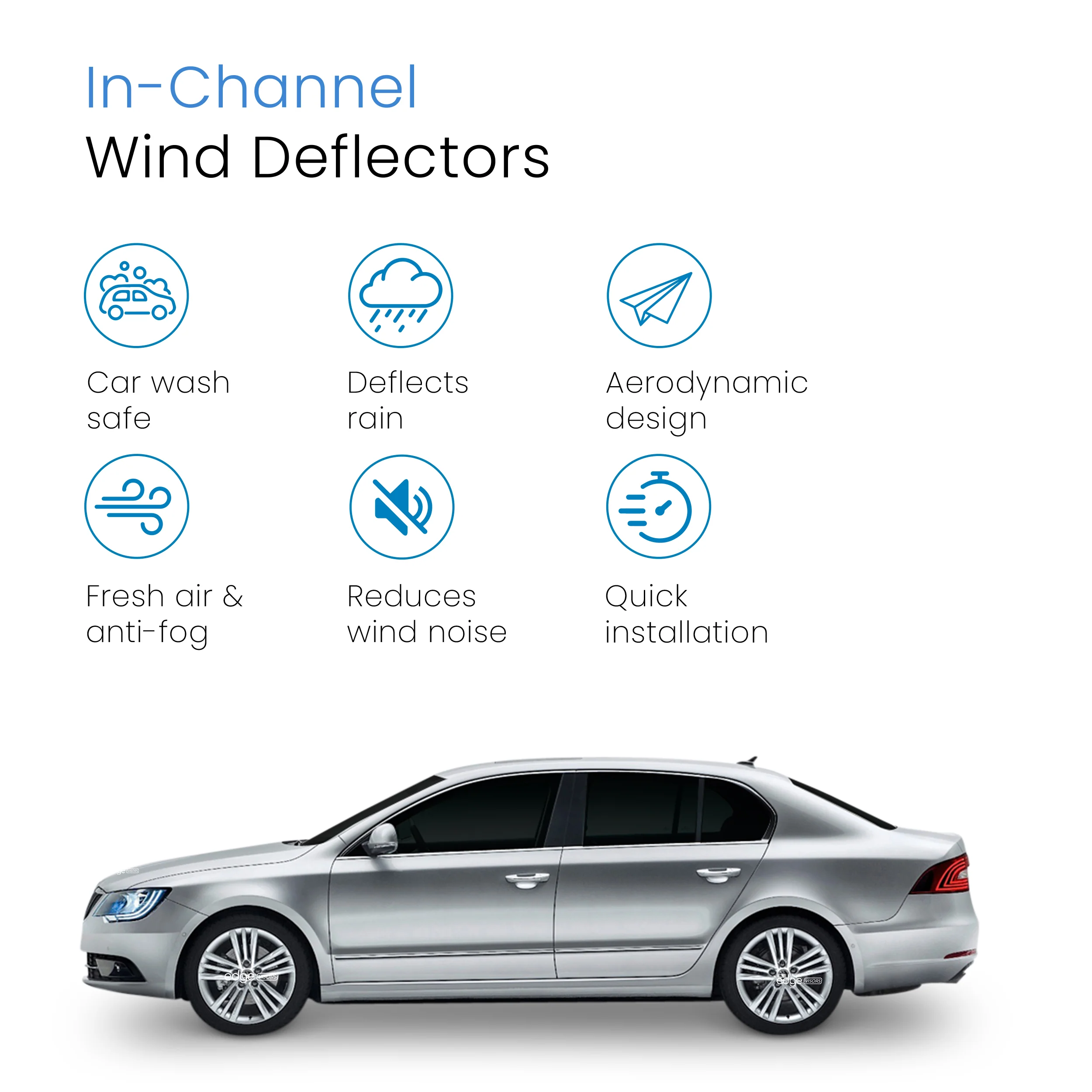 Skoda Superb MK2 2008-2015 5 Door Hatchback Wind Deflectors 4pc - Image 3