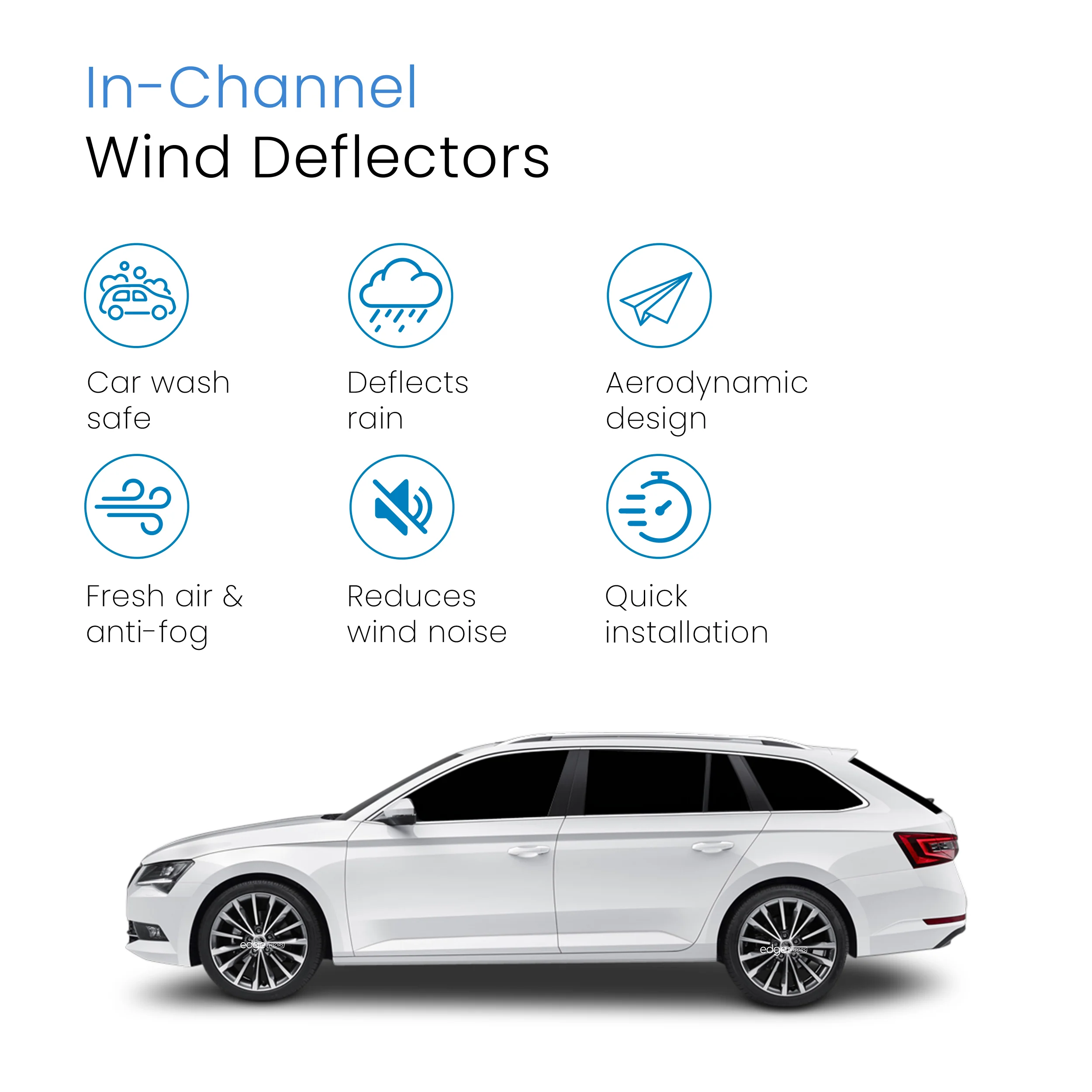 Skoda Superb MK3 2015-2023 5 Door Estate Wind Deflectors 4pc - Image 3