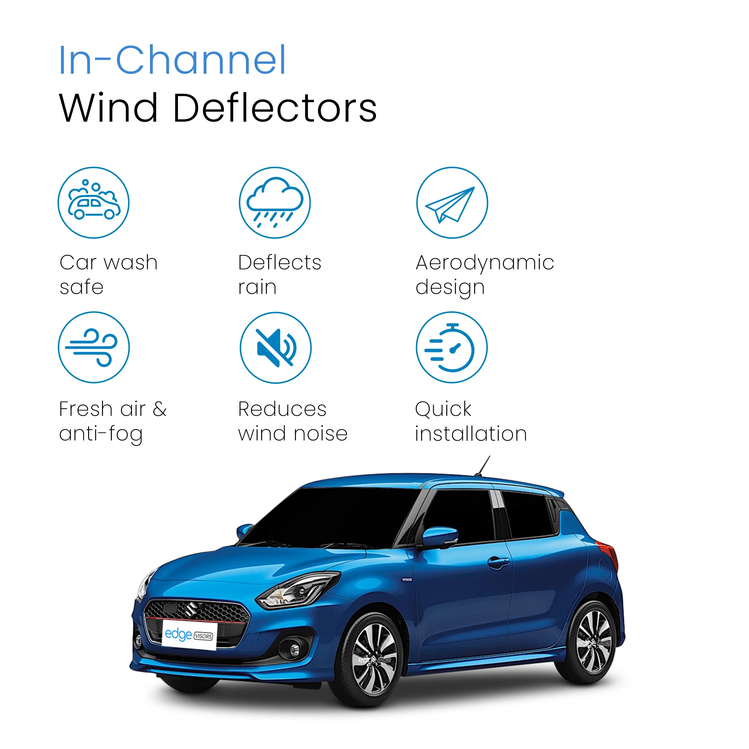 Suzuki Swift MK4 2017-2023 5 Door Hatchback Wind Deflectors 4pc - Image 3