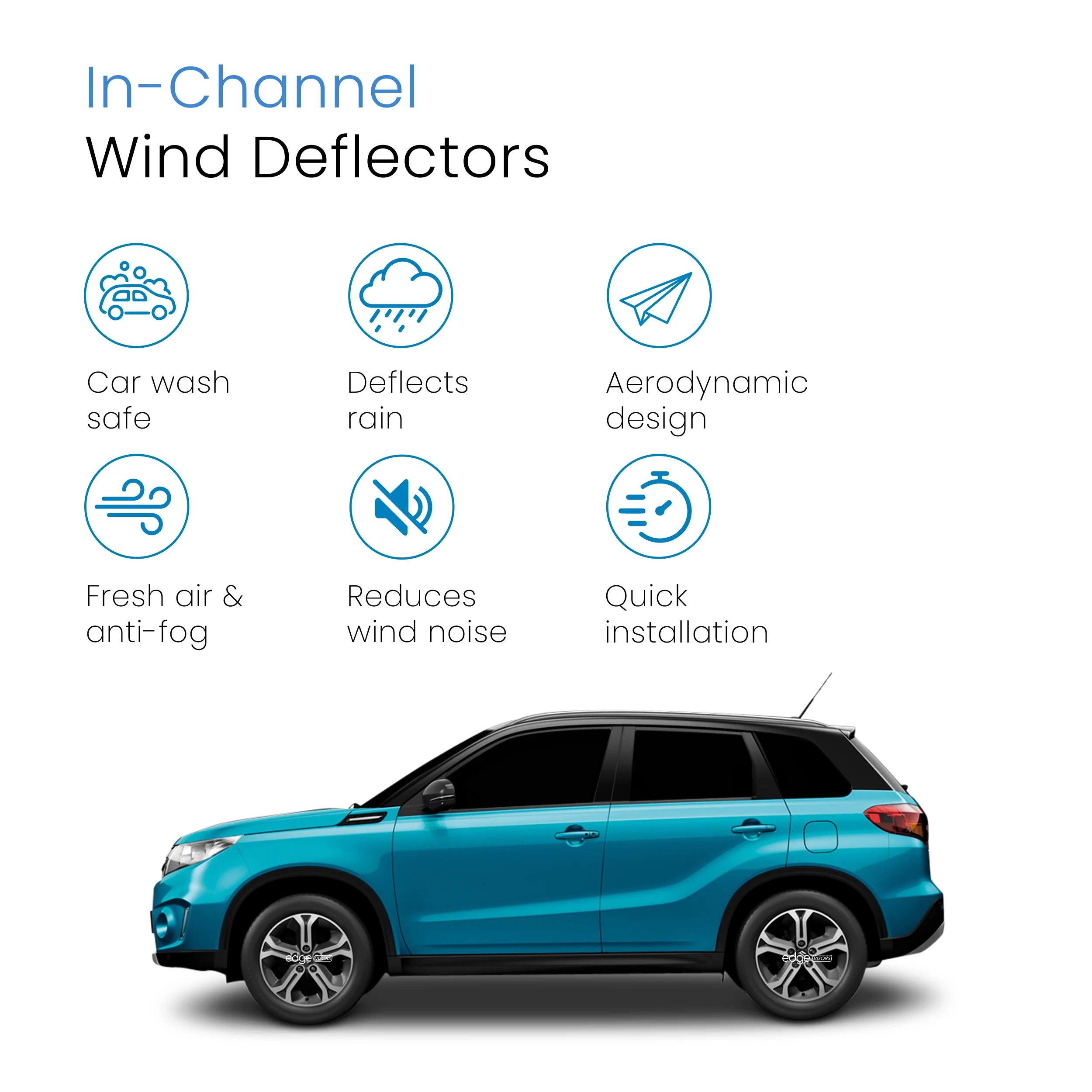 Suzuki Vitara MK2 2014-Onwards 5 Door SUV Wind Deflectors 4pc - Image 3