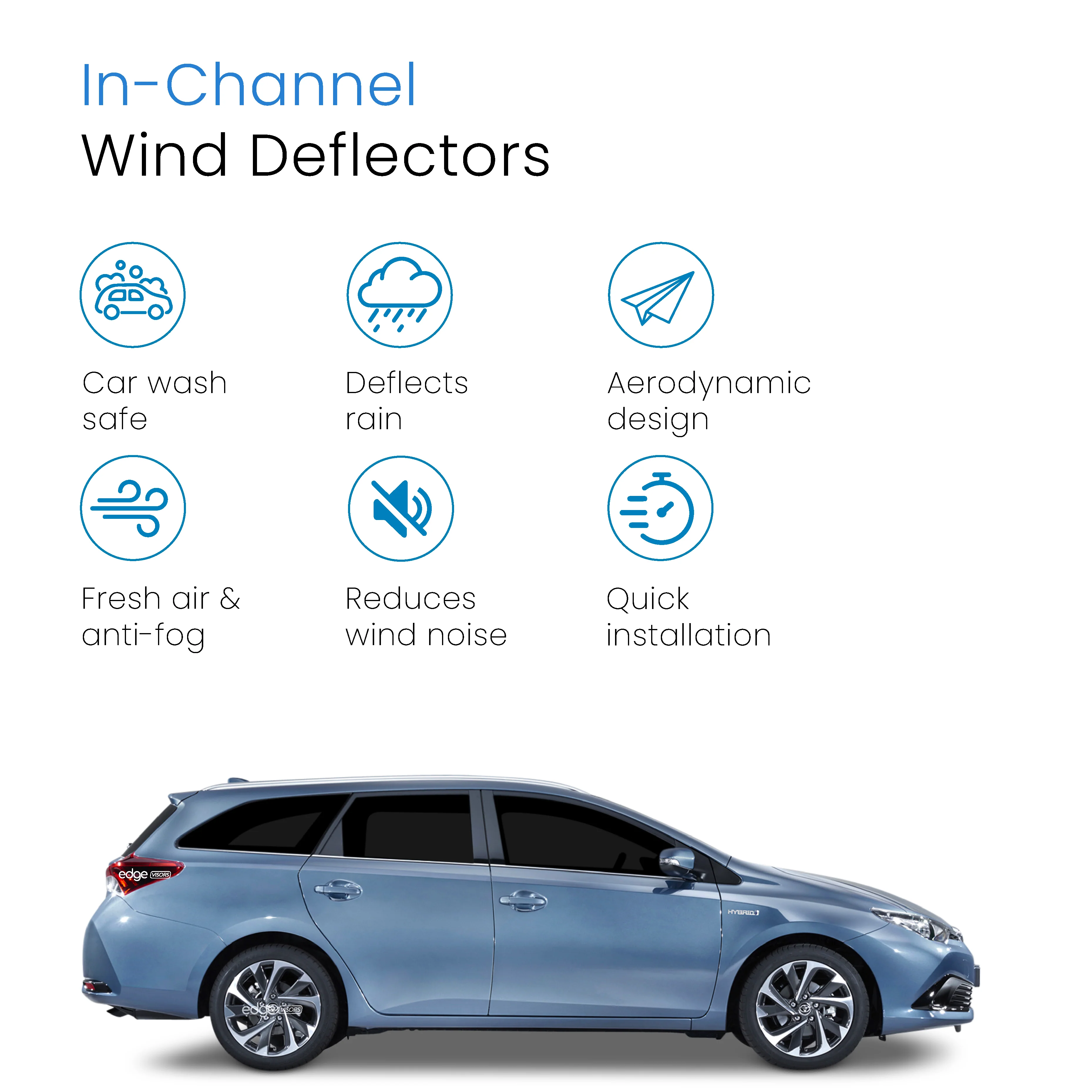 Toyota Auris MK2 2013-2018 5 Door Touring Estate Wind Deflectors 4pc - Image 3