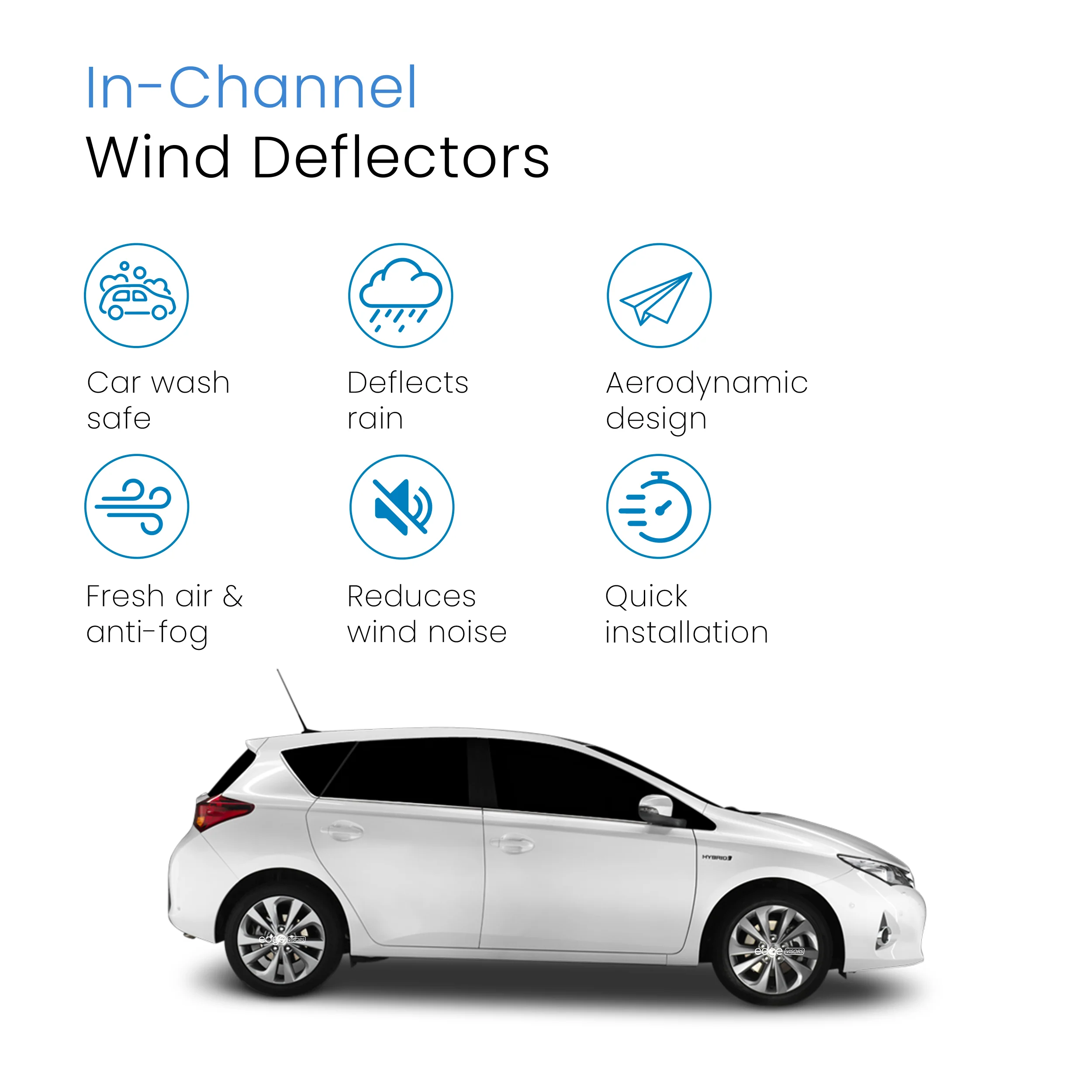 Toyota Auris MK2 2013-2019 5 Door Hatchback Wind Deflectors 4pc - Image 3