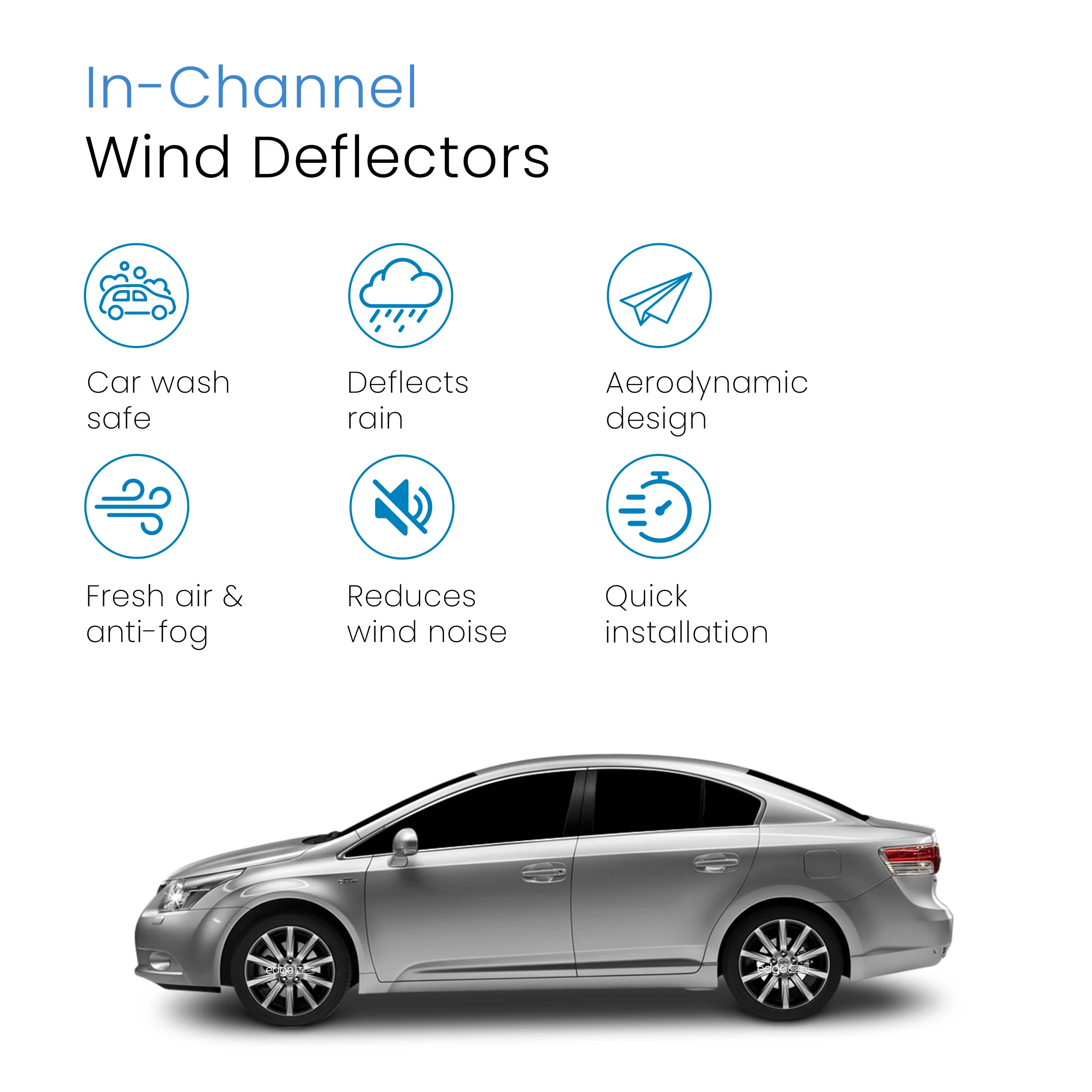 Toyota Avensis MK3 2009-2018 4 Door Saloon Wind Deflectors 4pc - Image 3
