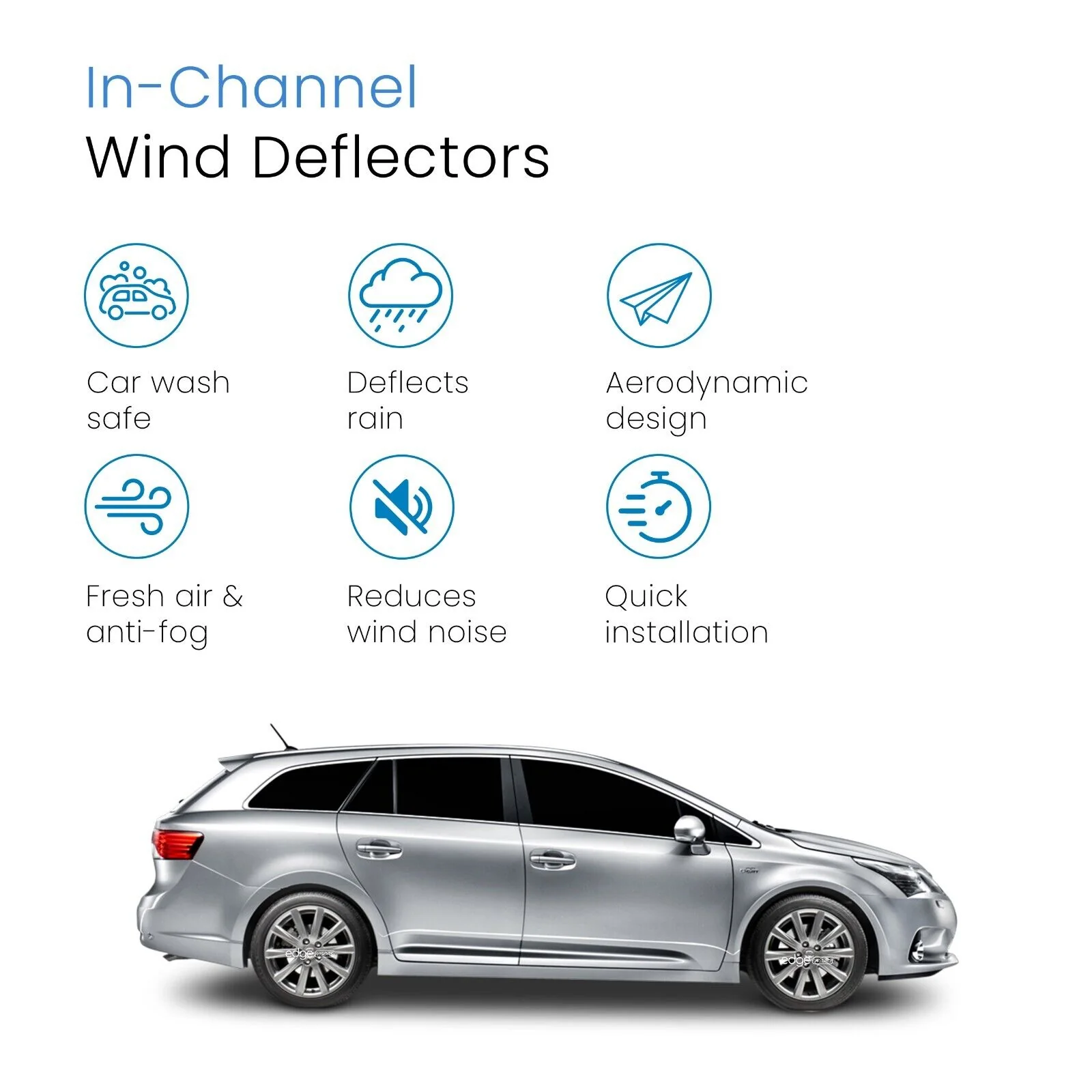 Toyota Avensis MK3 2009-2018 5 Door Estate Wind Deflectors 4pc - Image 3