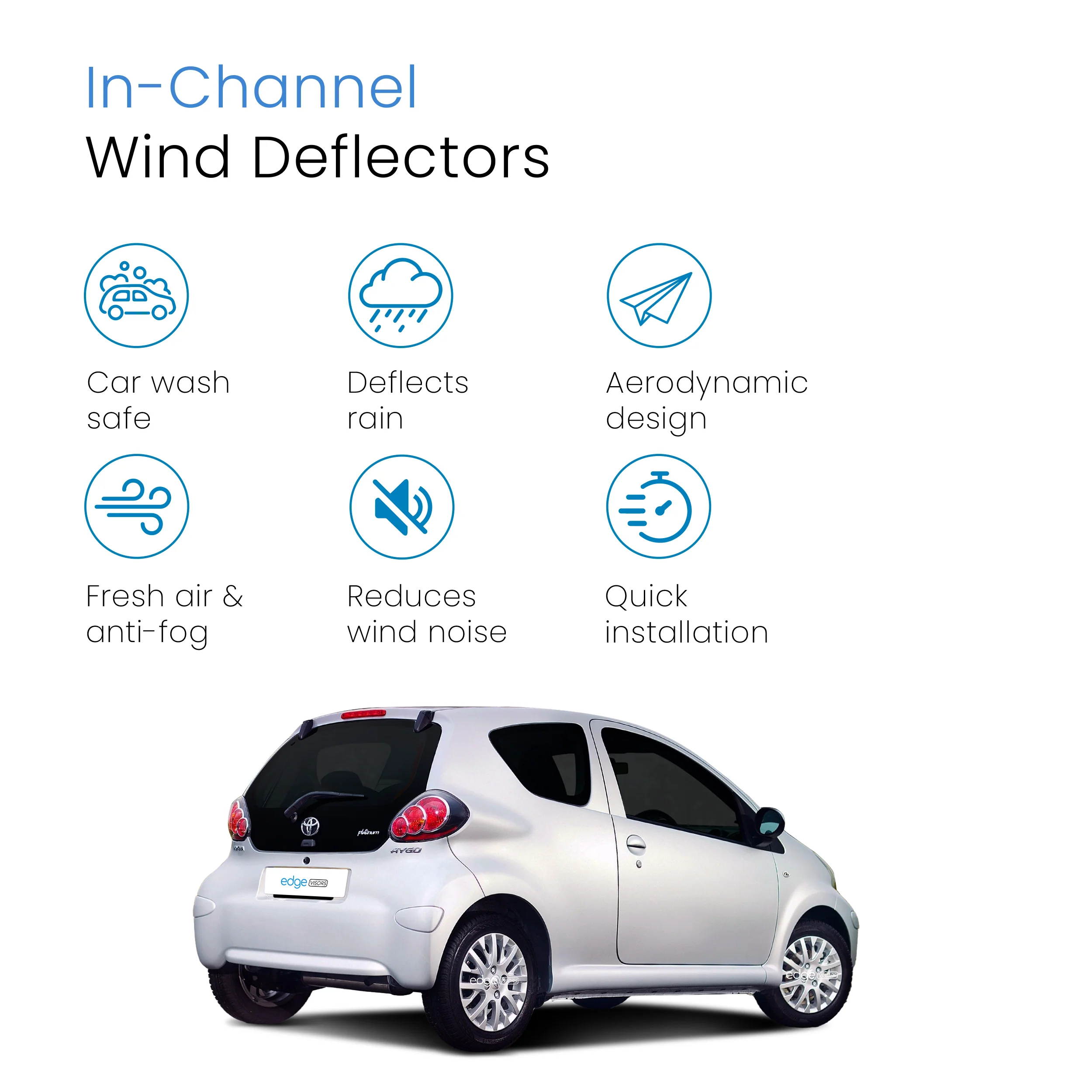 Toyota Aygo MK1 2005-2014 3 Door Hatchback Wind Deflectors 2pc - Image 3