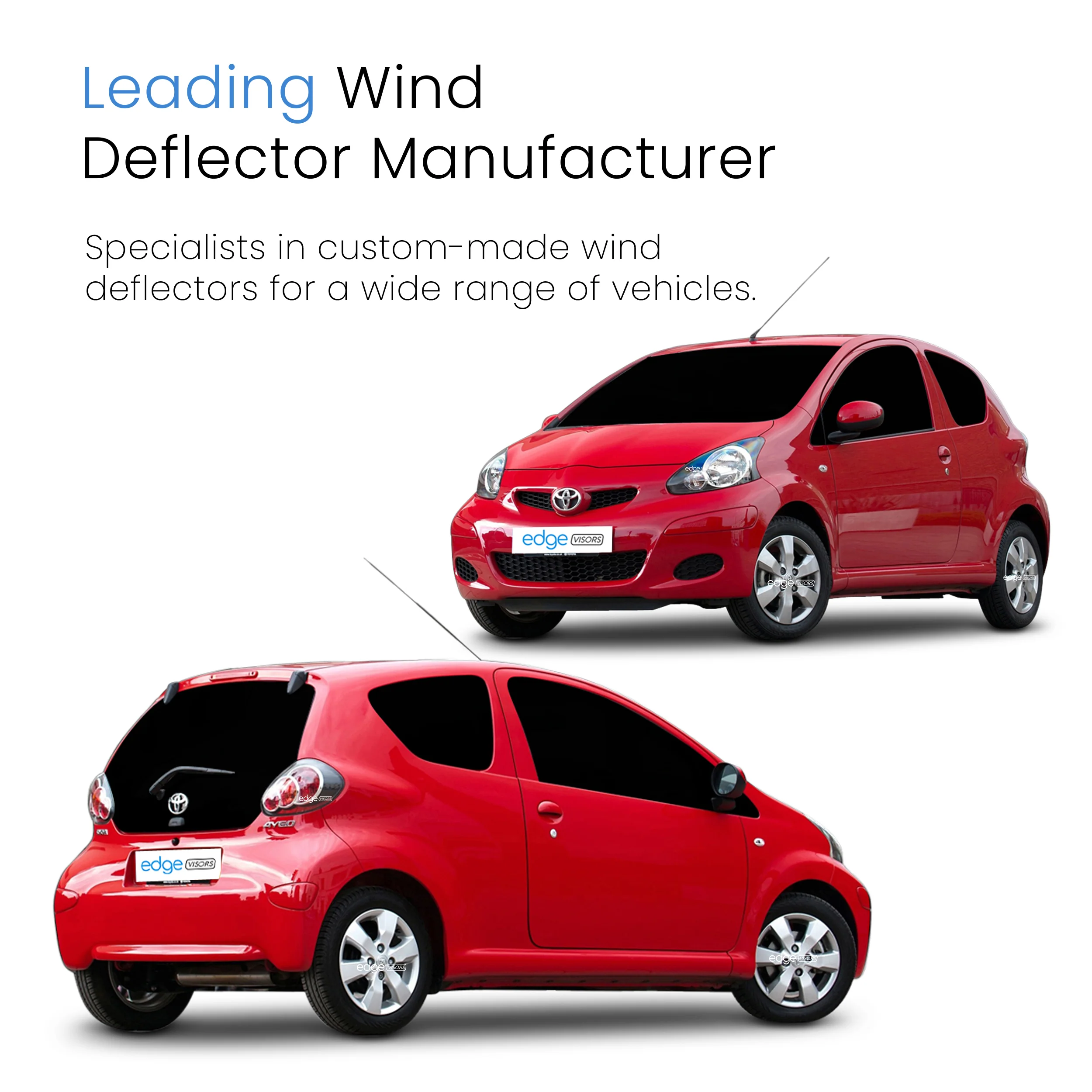 Toyota Aygo MK1 2005-2014 3 Door Hatchback Wind Deflectors 2pc - Image 4