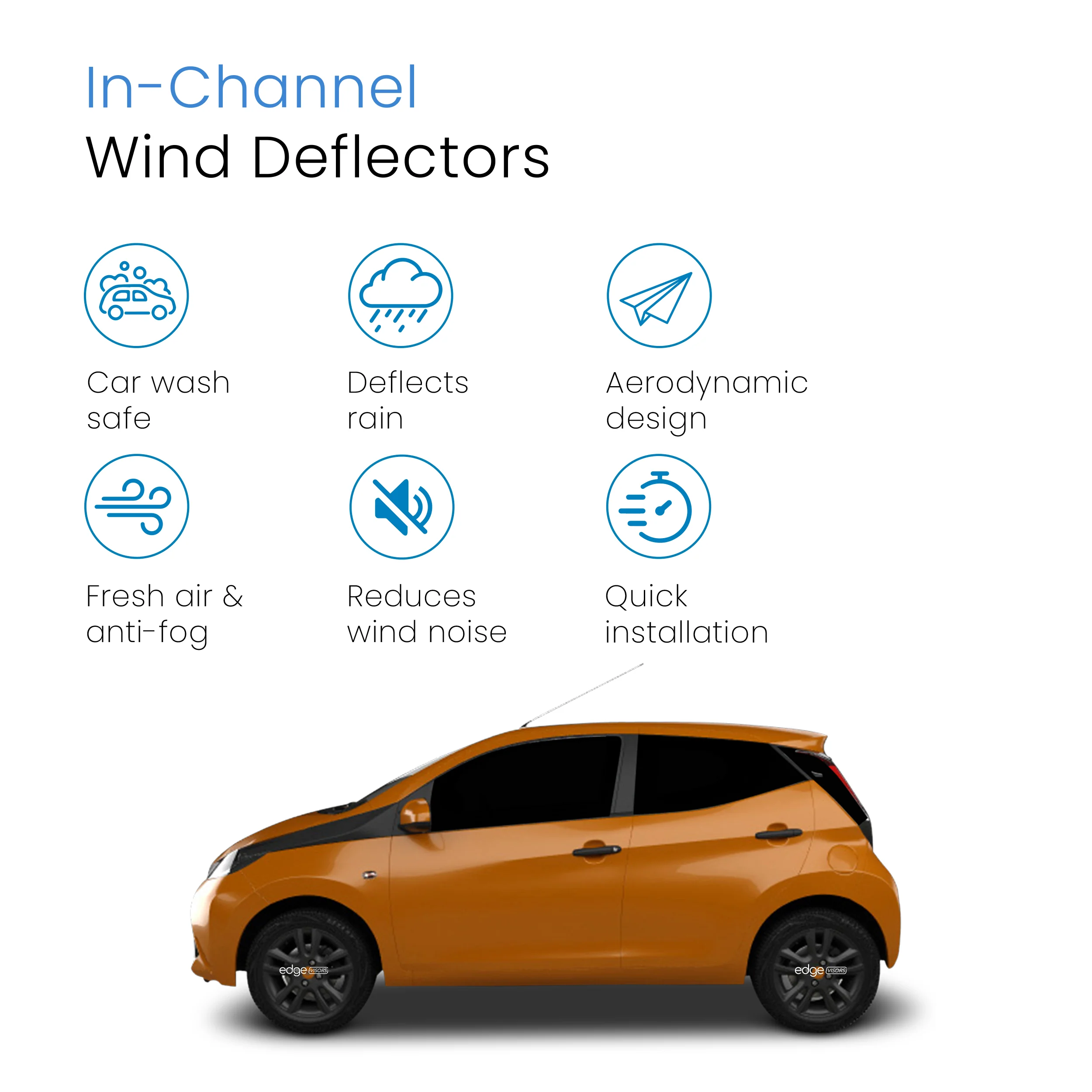 Toyota Aygo MK2 2014-2021 5 Door Hatchback Wind Deflectors 2pc - Image 3