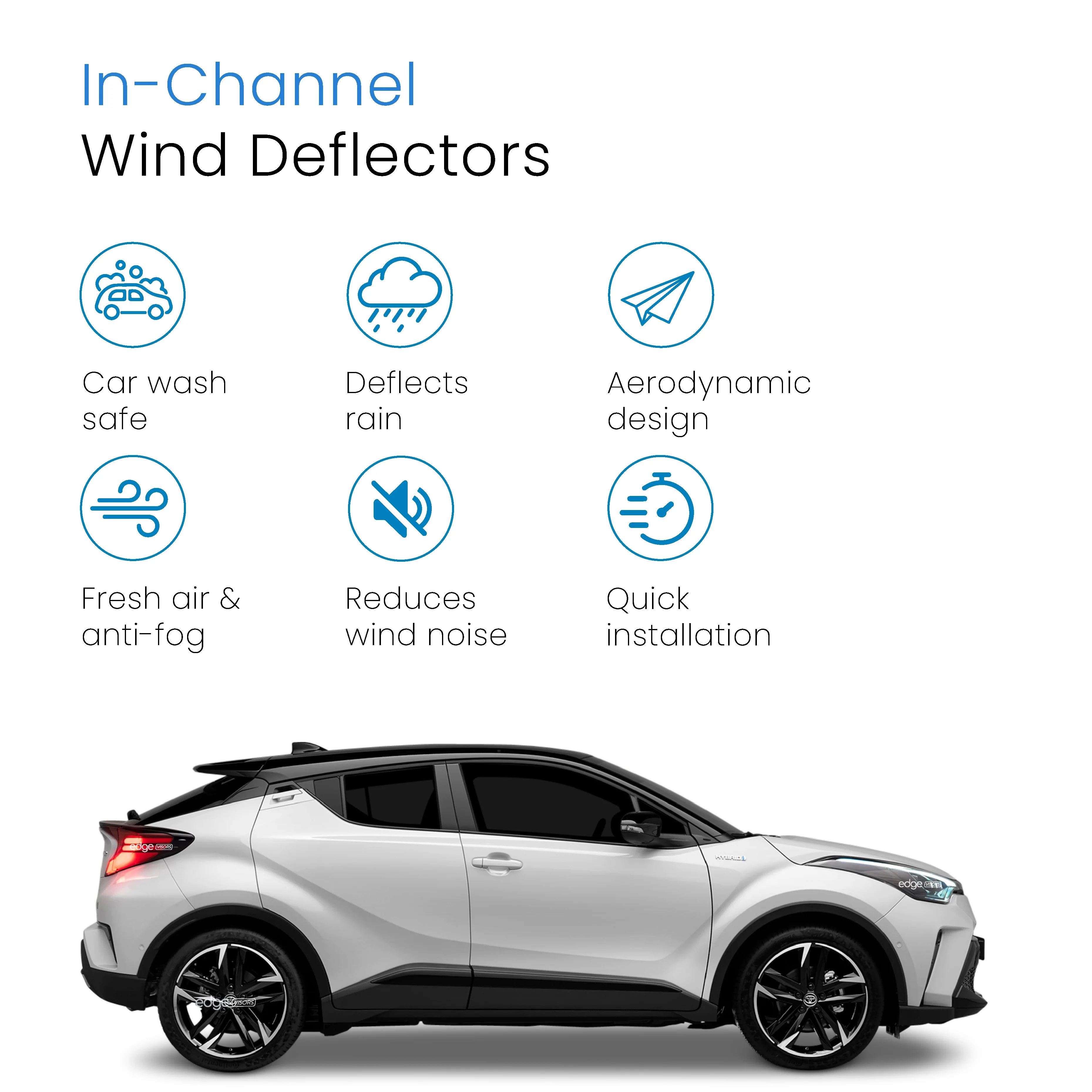 Toyota C-HR 2016-2023 5 Door CHR SUV Wind Deflectors 4pc - Image 3