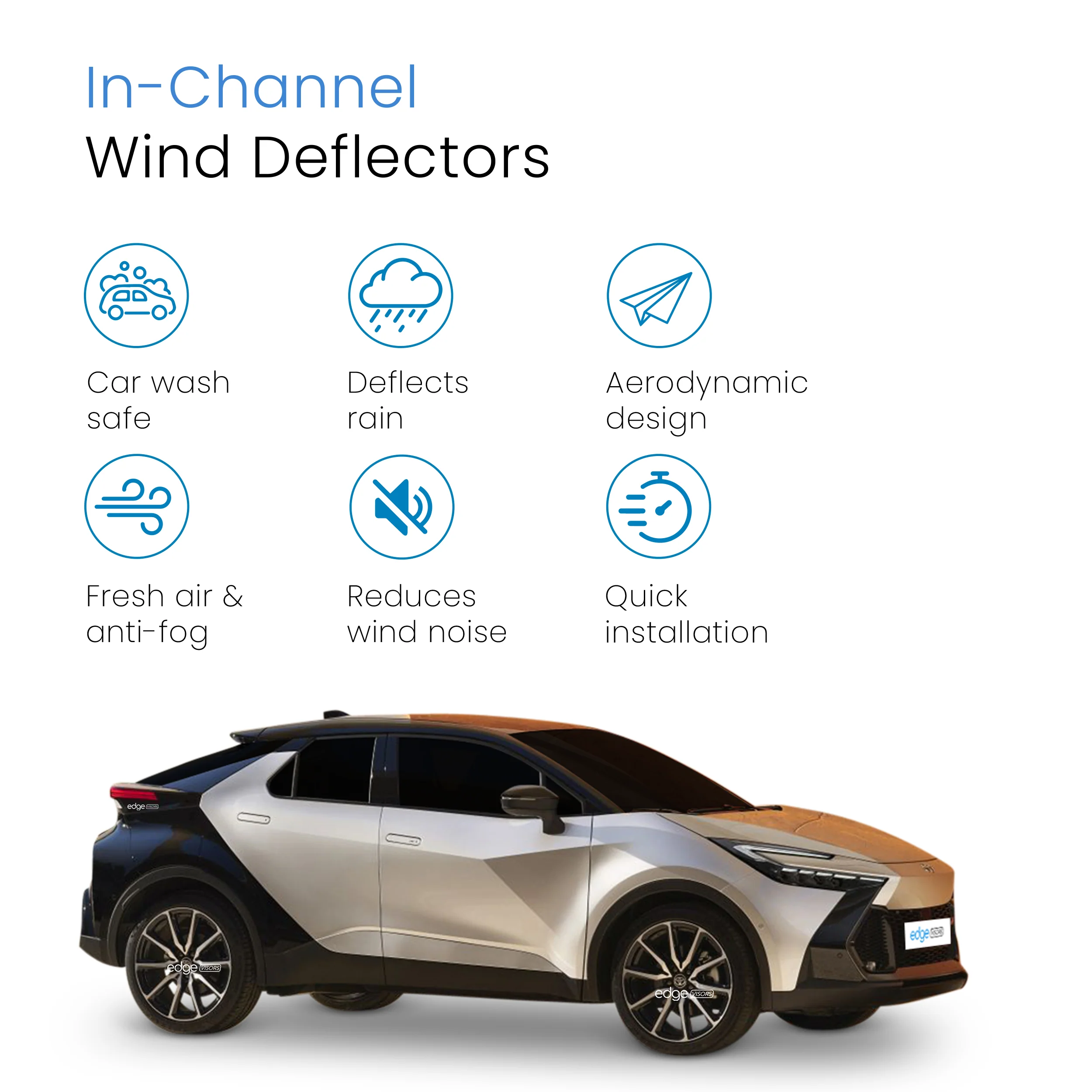 Toyota C-HR MK2 2023-onwards 5 Door SUV Wind Deflectors 4pc - Image 3
