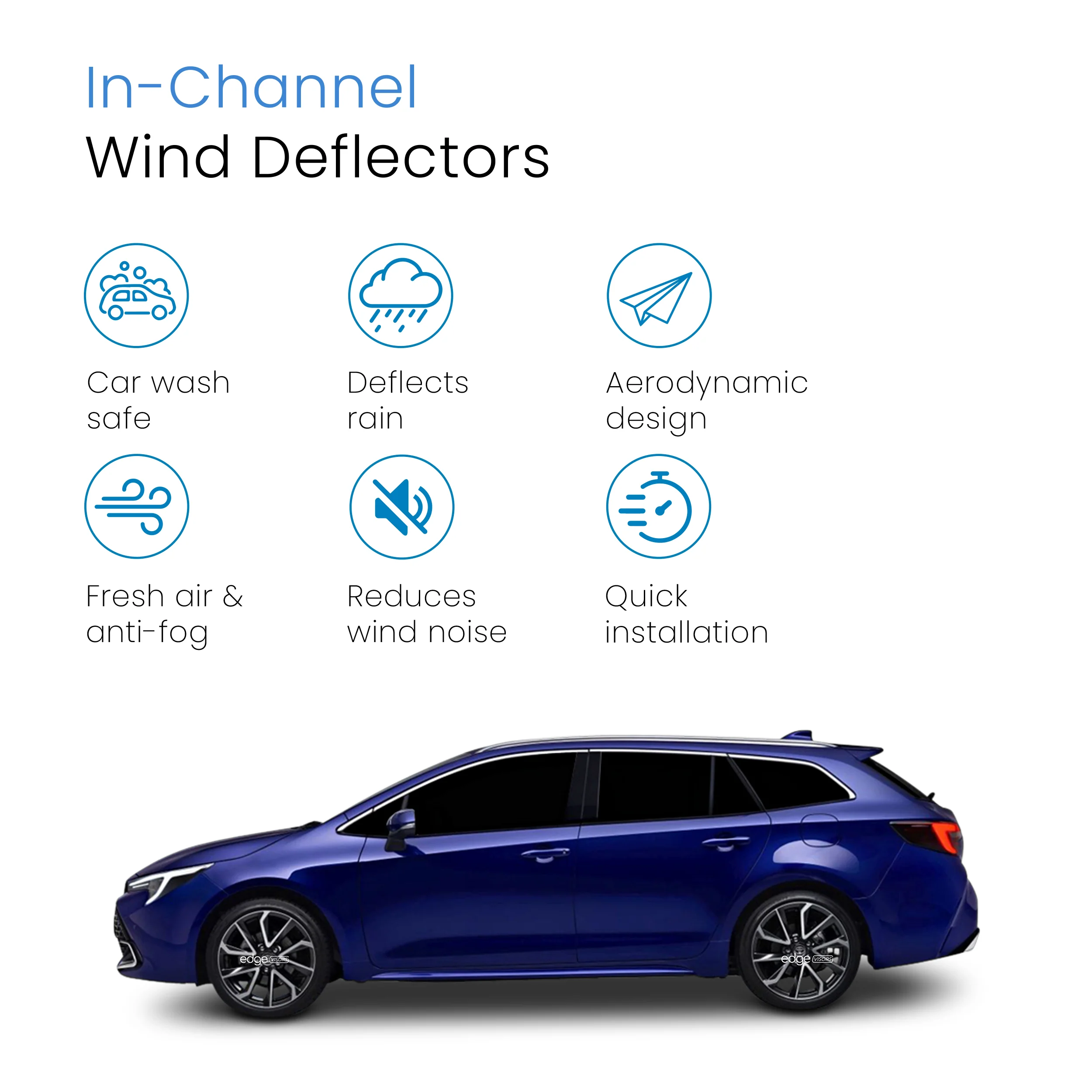 Toyota Corolla MK12 2018-Onwards 5 Door Estate Wind Deflectors 4pc - Image 3