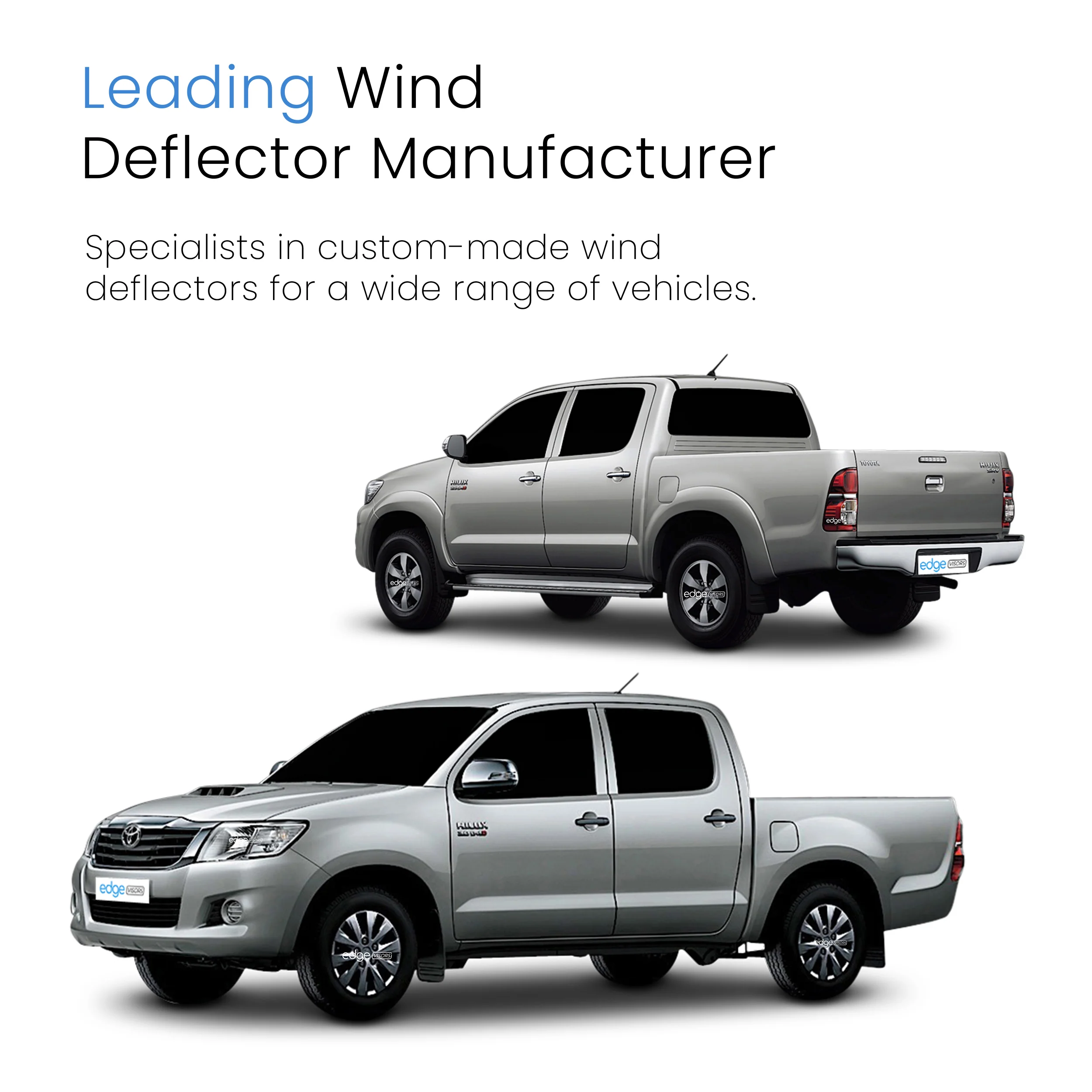 Toyota Hilux MK7 2005-2016 4 Door Pick Up Wind Deflectors 4pc - Image 4