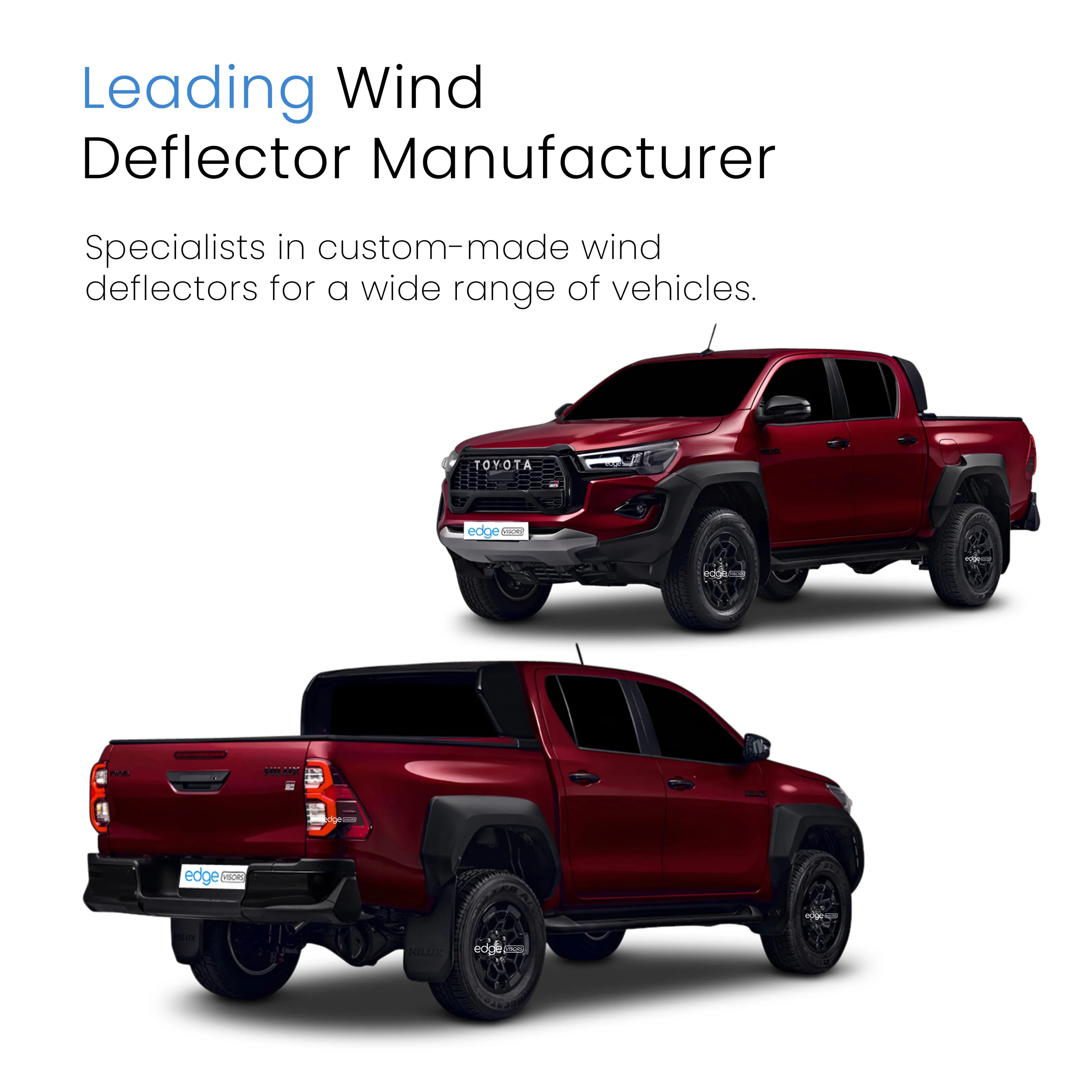 Toyota Hilux MK8 2016-onwards 4 Door Pick-up Wind Deflectors 4pc - Image 4