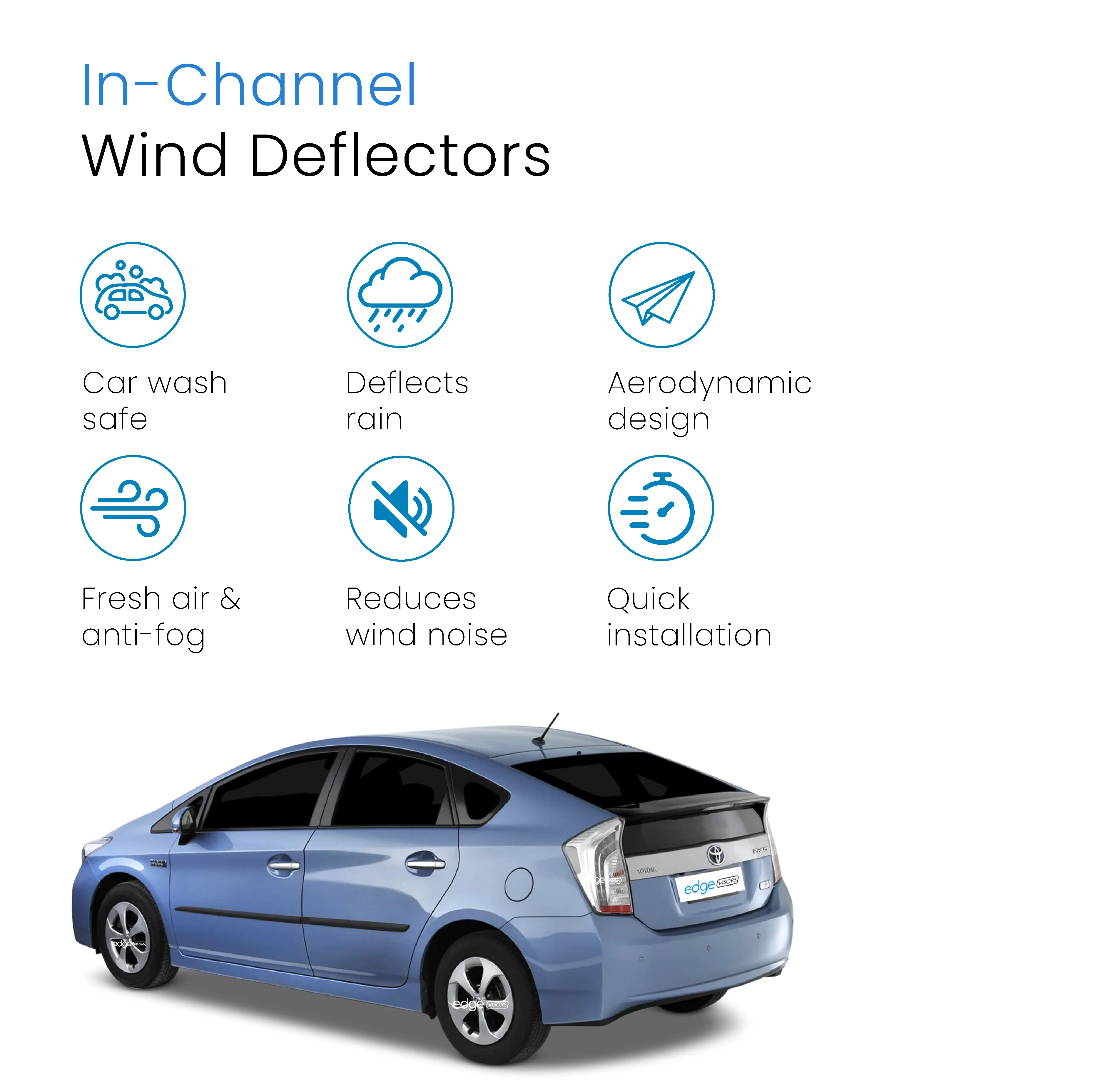 Toyota Prius MK3 2010-2015 5 Door Liftback Wind Deflectors 4pc - Image 3