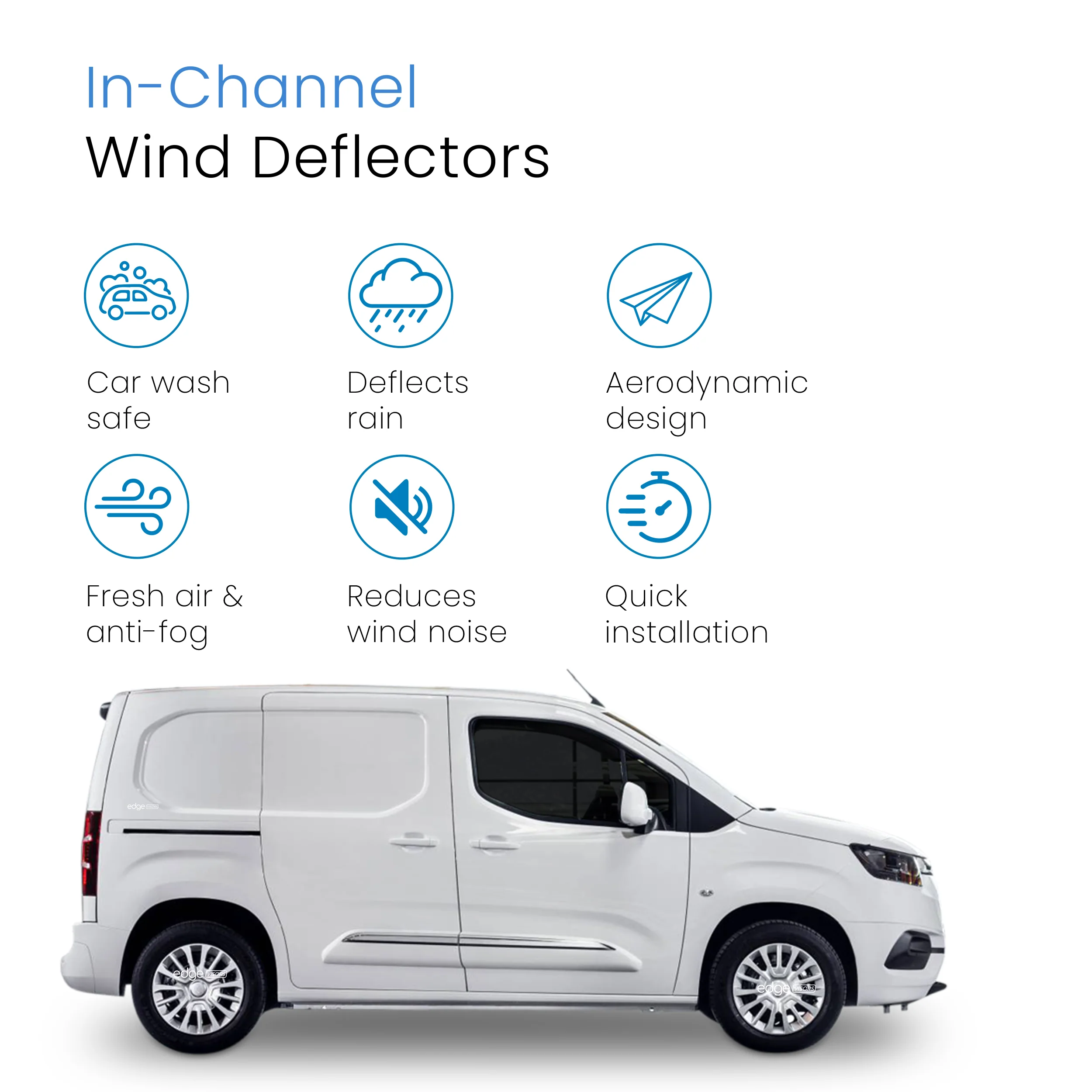 Toyota Proace City 2019-Up 2 Door Van Wind Deflectors 2pc - Image 3