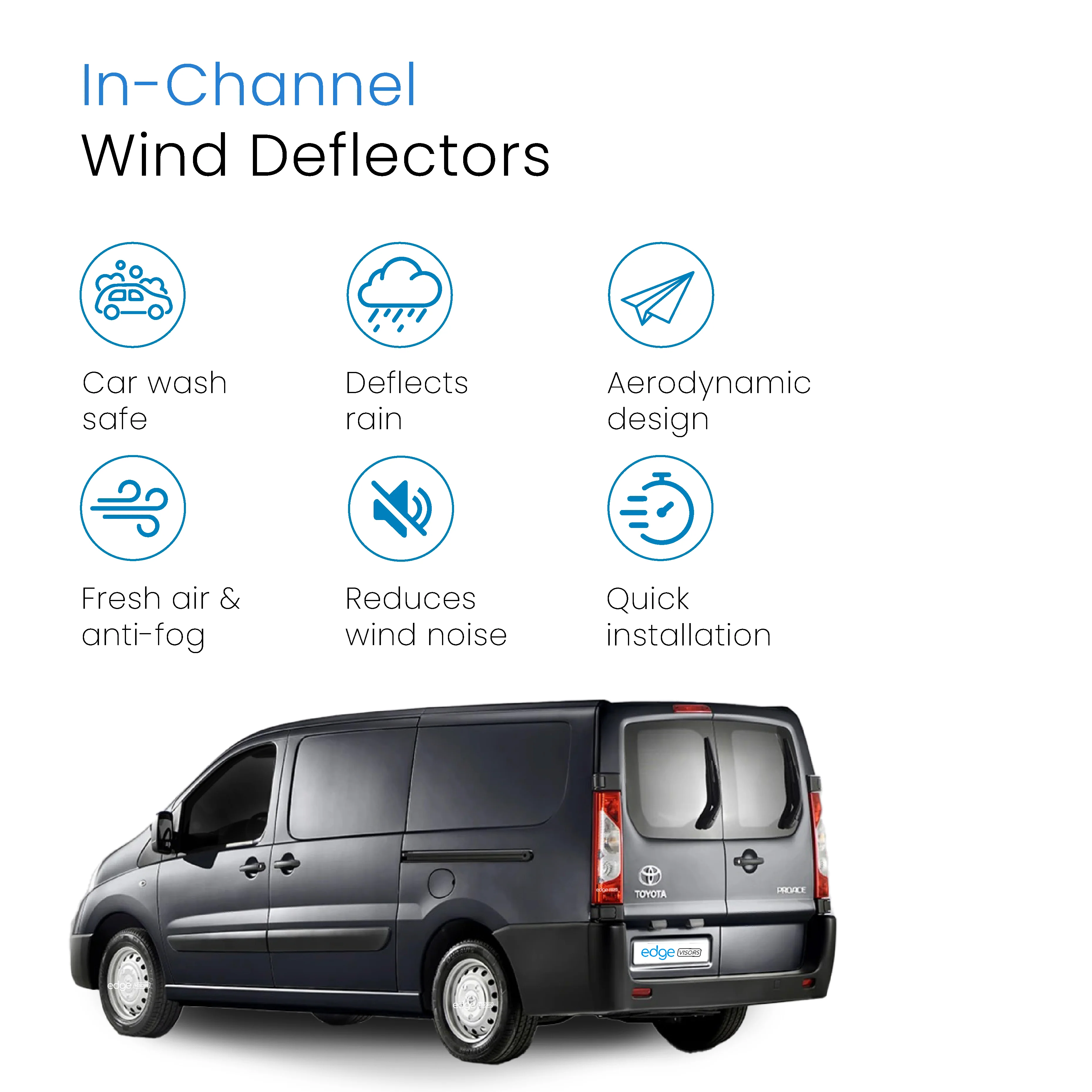 Toyota Proace MK1 2013-2016 2/4 Door Van Wind Deflectors 2pc - Image 3