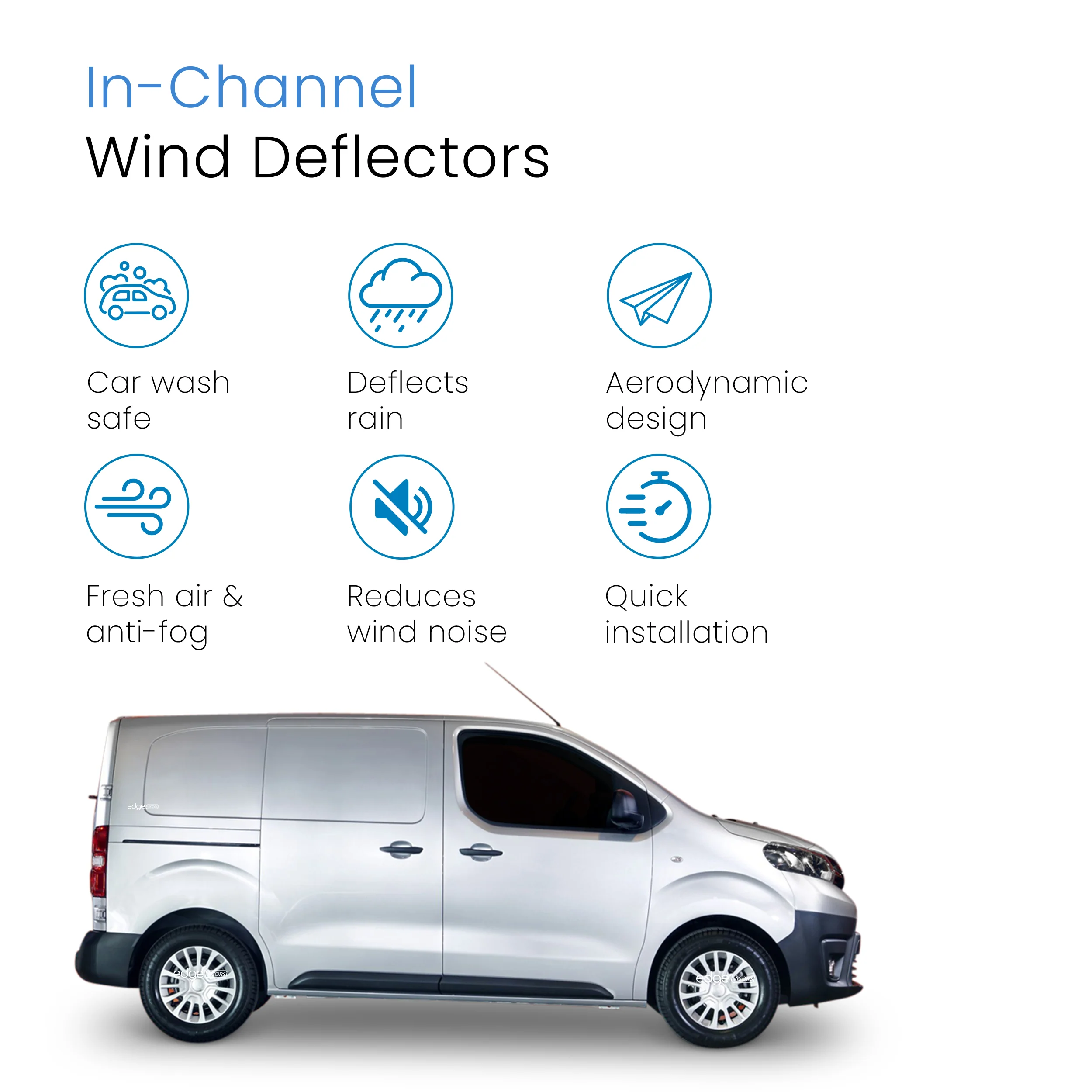Toyota Proace MK2/Verso 2016-Up 2 Door Van Wind Deflectors 2pc - Image 3