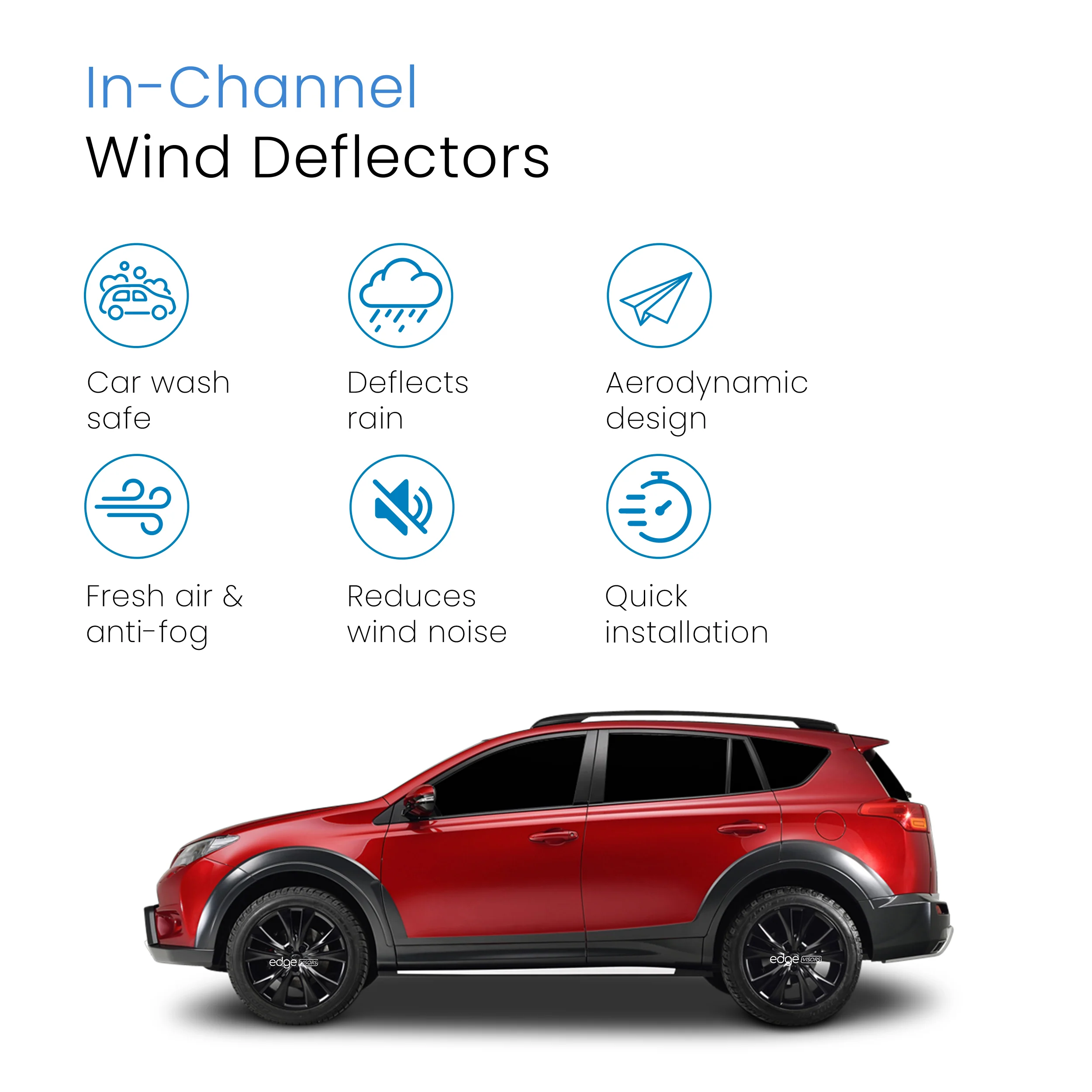 Toyota RAV-4 MK4 2013-2018 5 Door SUV Wind Deflectors 4pc - Image 3