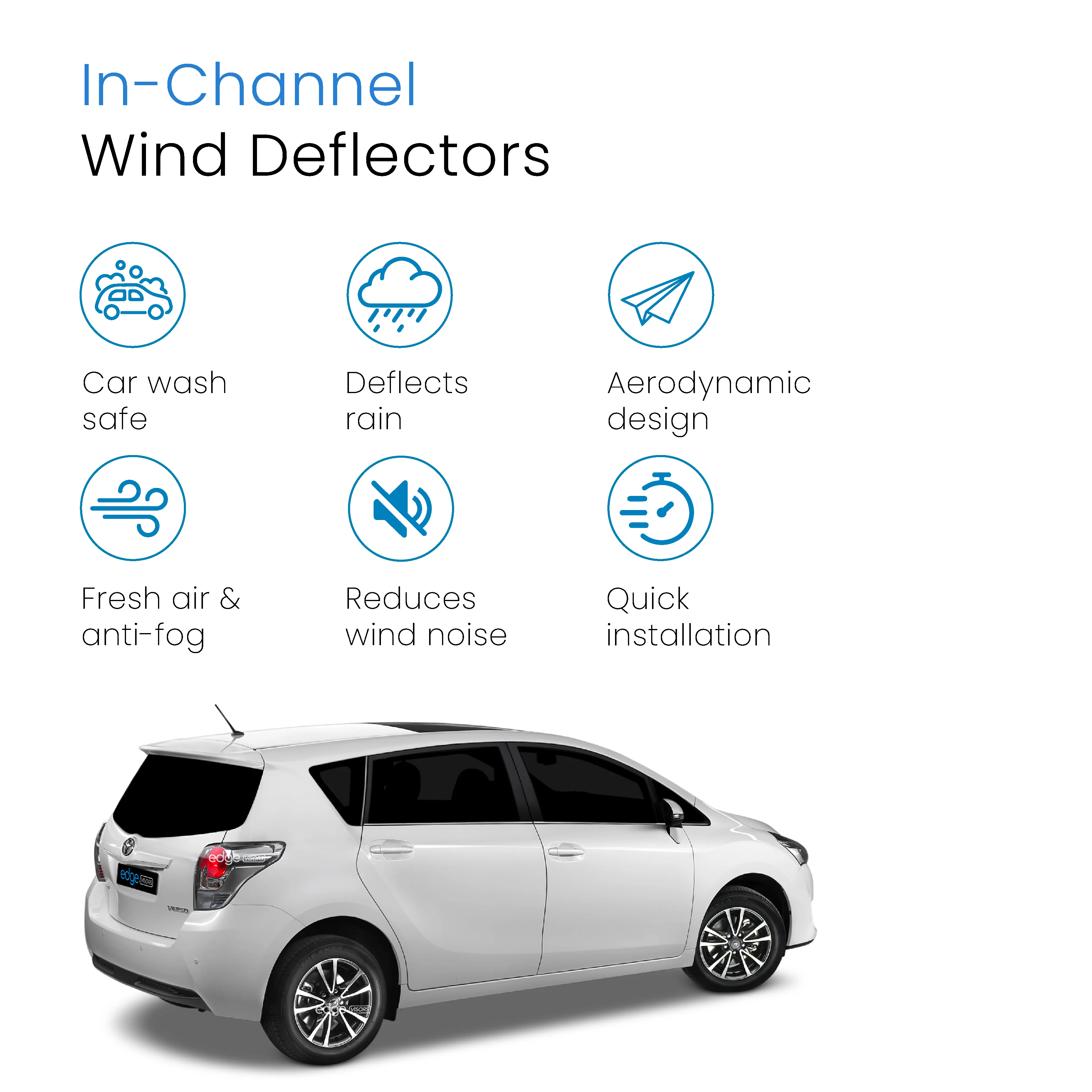 Toyota Verso 2009-2018 5 Door SUV Wind Deflectors 4pc - Image 3