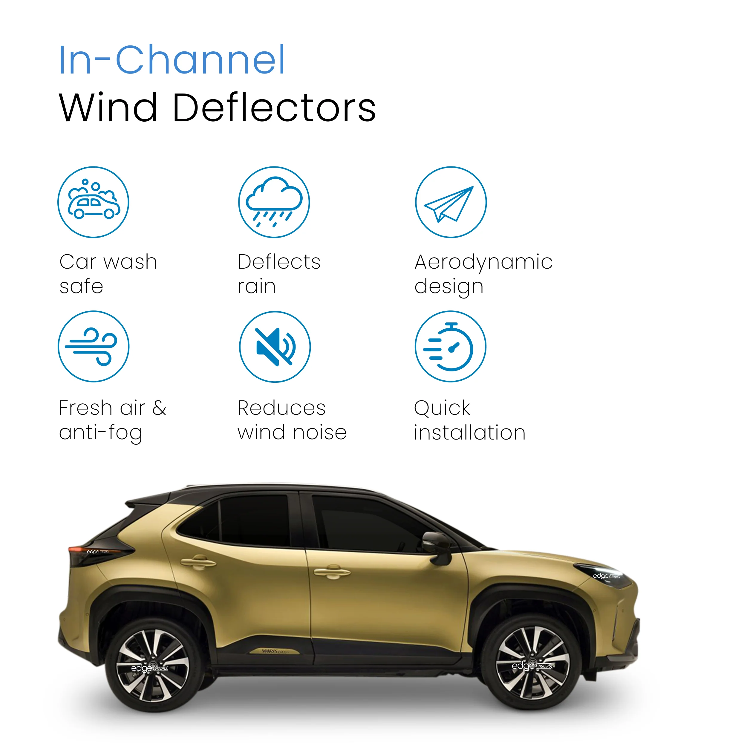 Toyota Yaris Cross 2021-2024 5 Door SUV Wind Deflectors 4pc - Image 3