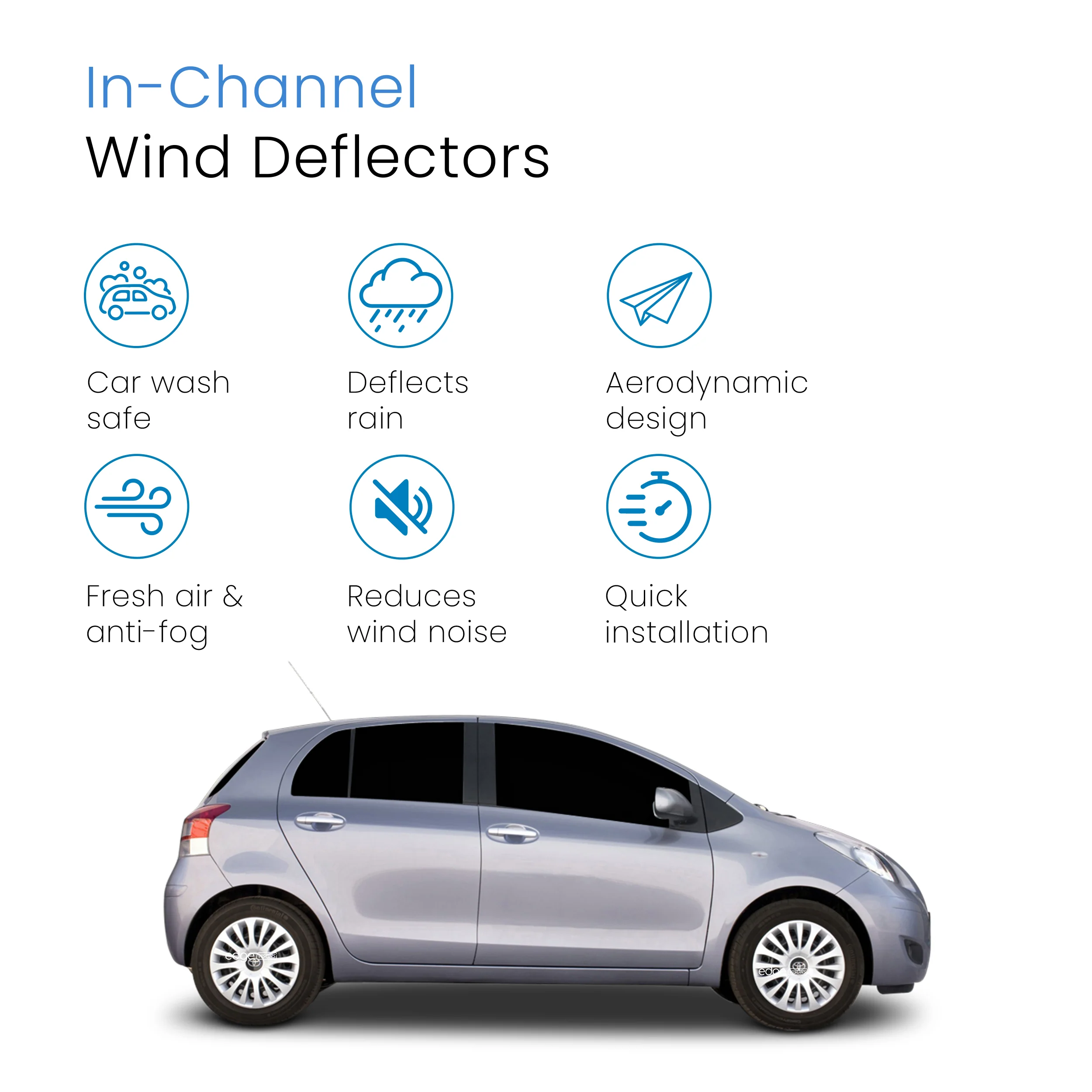 Toyota Yaris MK2 2005-2011 5 Door Hatchback Wind Deflectors 4pc - Image 3