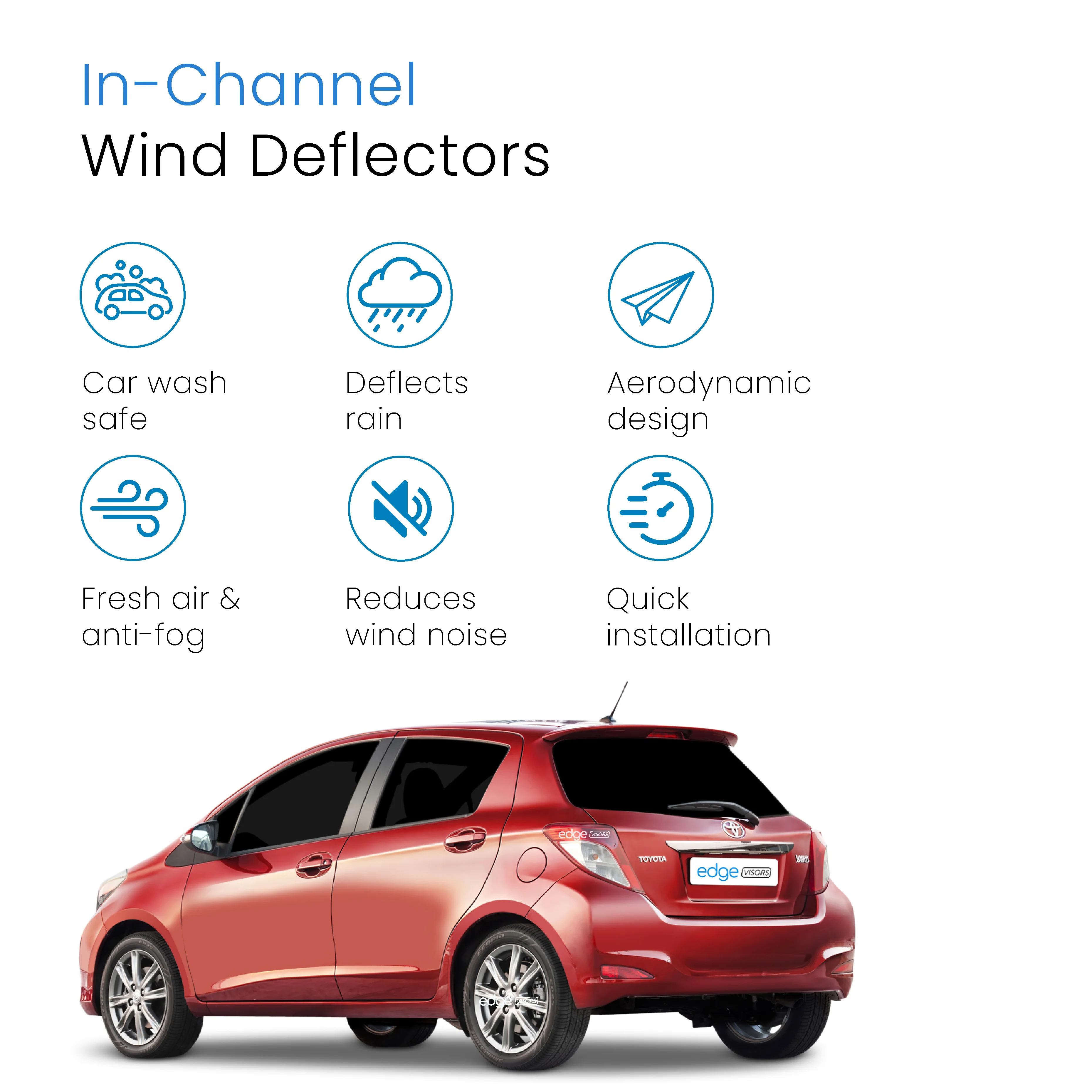 Toyota Yaris MK3 2011-2020 5 Door Hatchback Wind Deflectors 4pc - Image 3