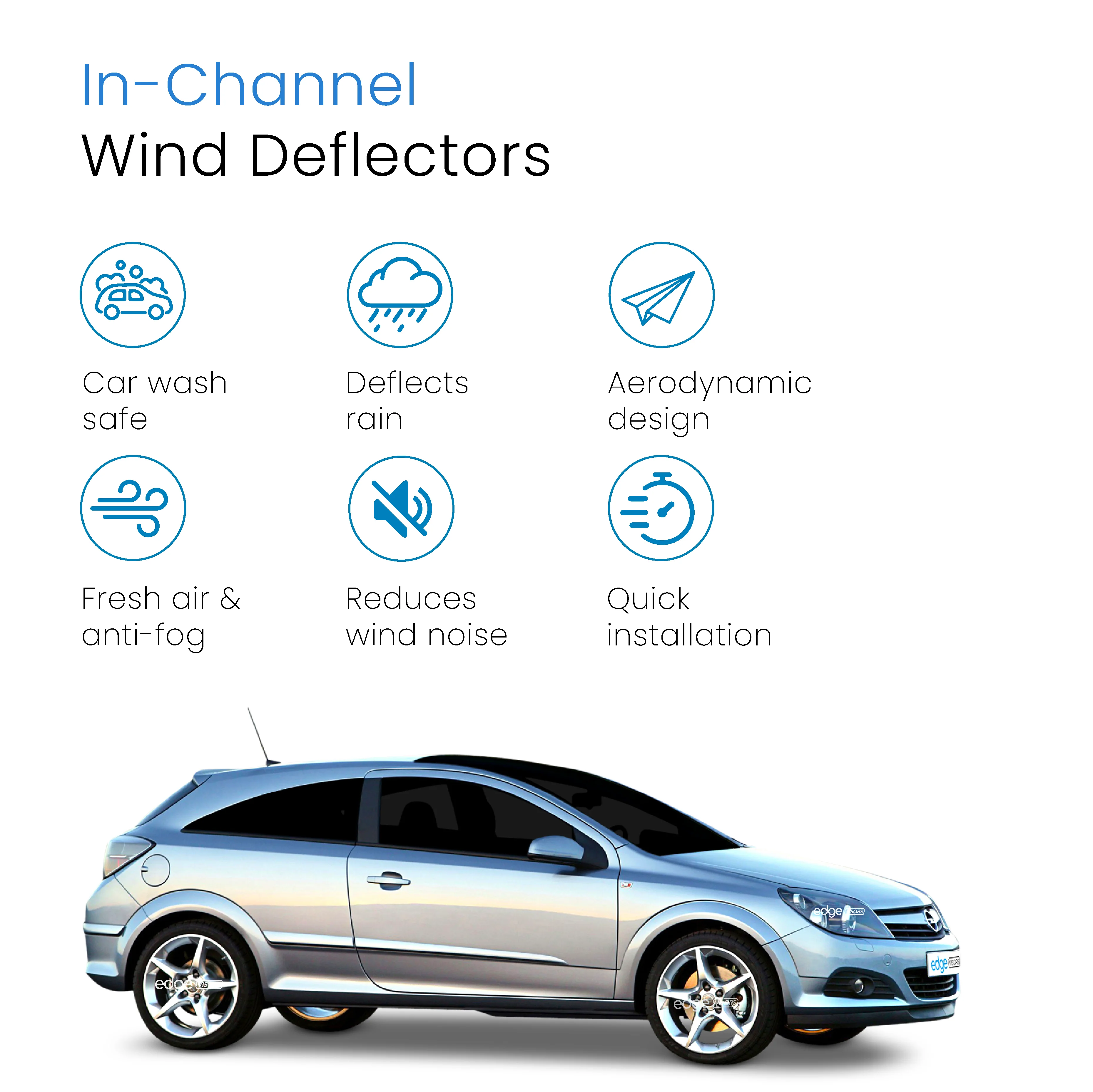 Vauxhall Astra H GTC MK5 2005-2009 3 Door Hatchback Wind Deflectors 2pc - Image 3