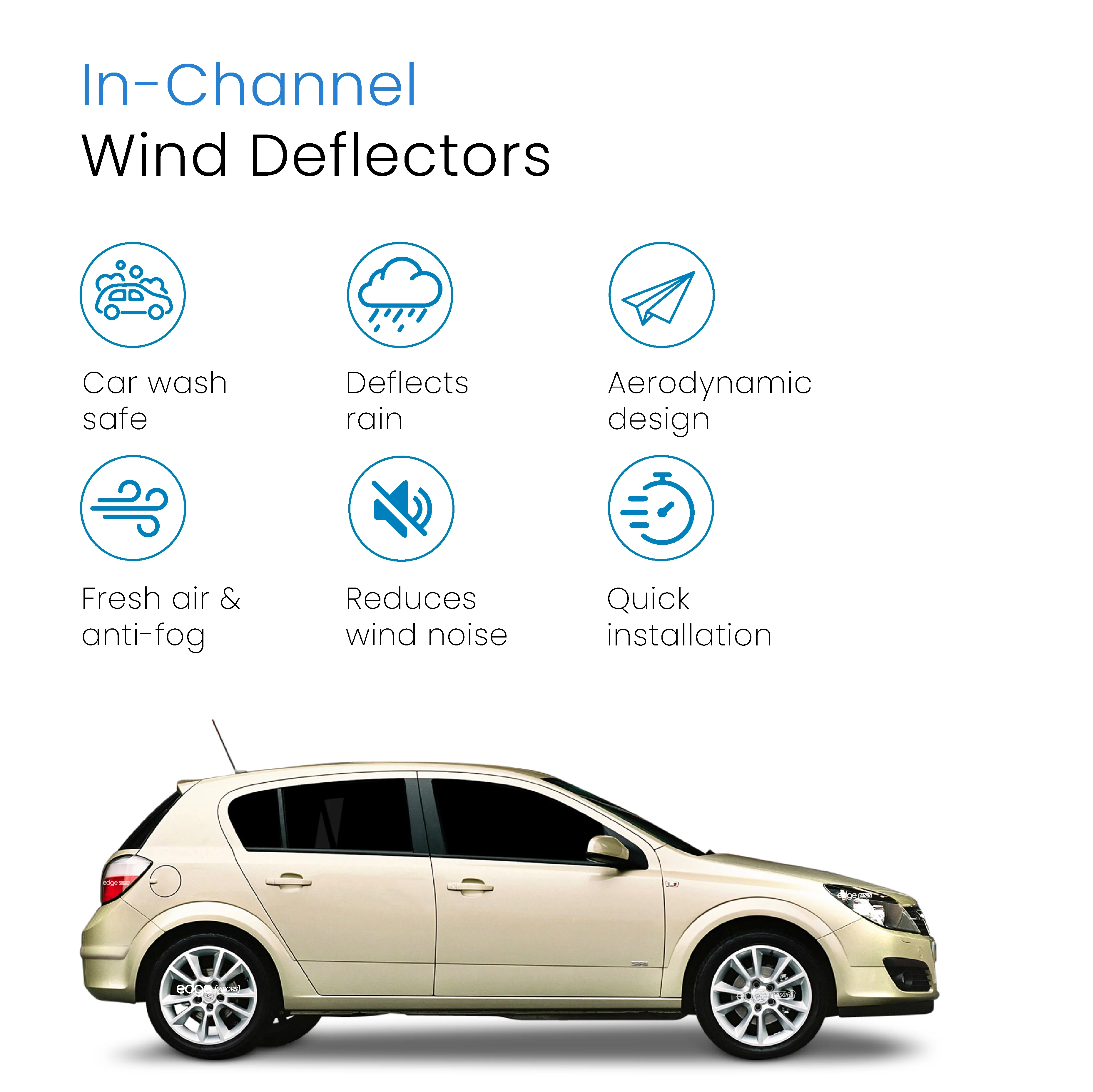 Vauxhall Astra H MK5 2004-2009 5 Door Hatchback Wind Deflectors 4pc - Image 3