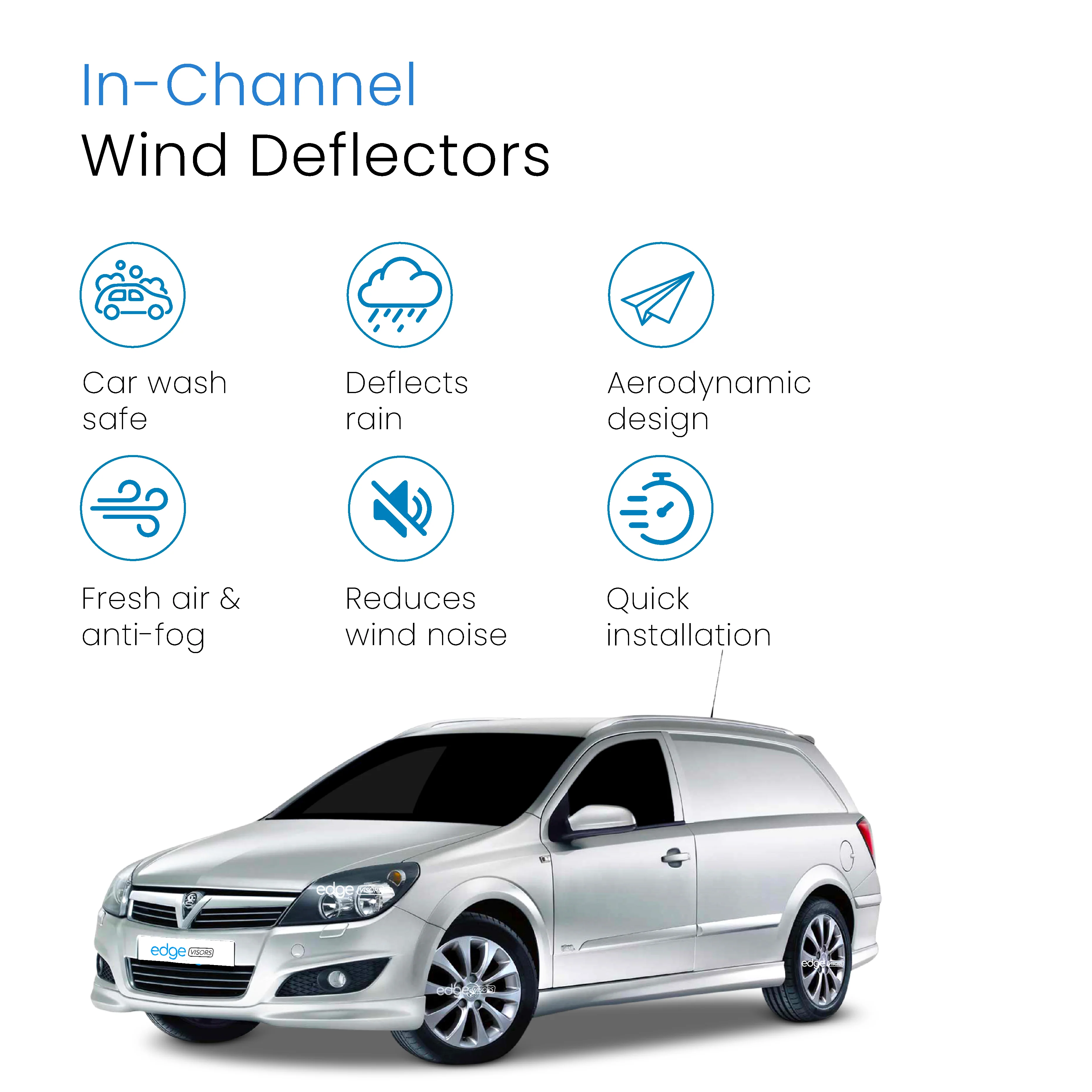 Vauxhall Astra H MK5 2004-2012 3 Door Van Estate Wind Deflectors 2pc - Image 3
