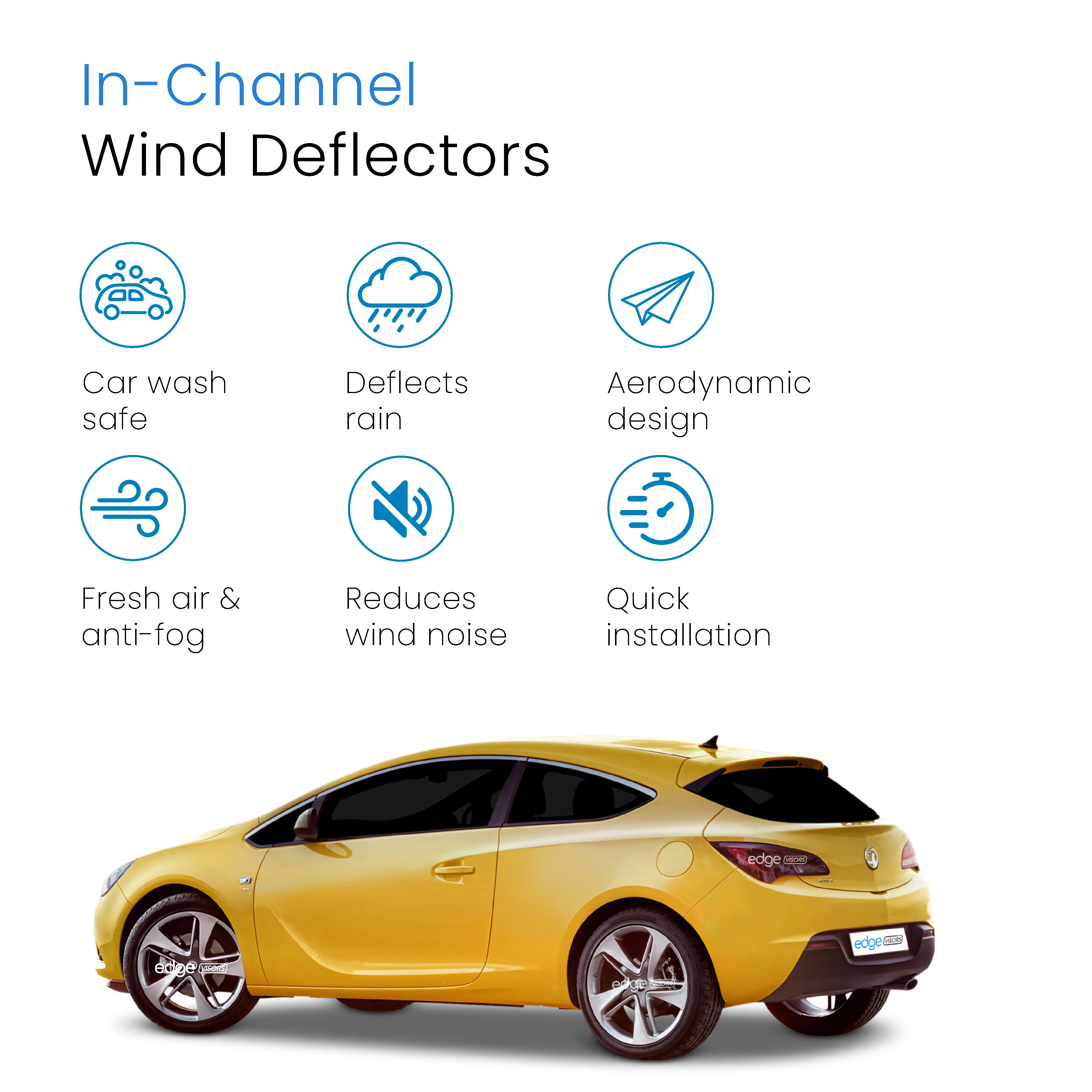 Vauxhall Astra J GTC MK6 2010-2015 3 Door Hatchback Wind Deflectors 2pc - Image 3