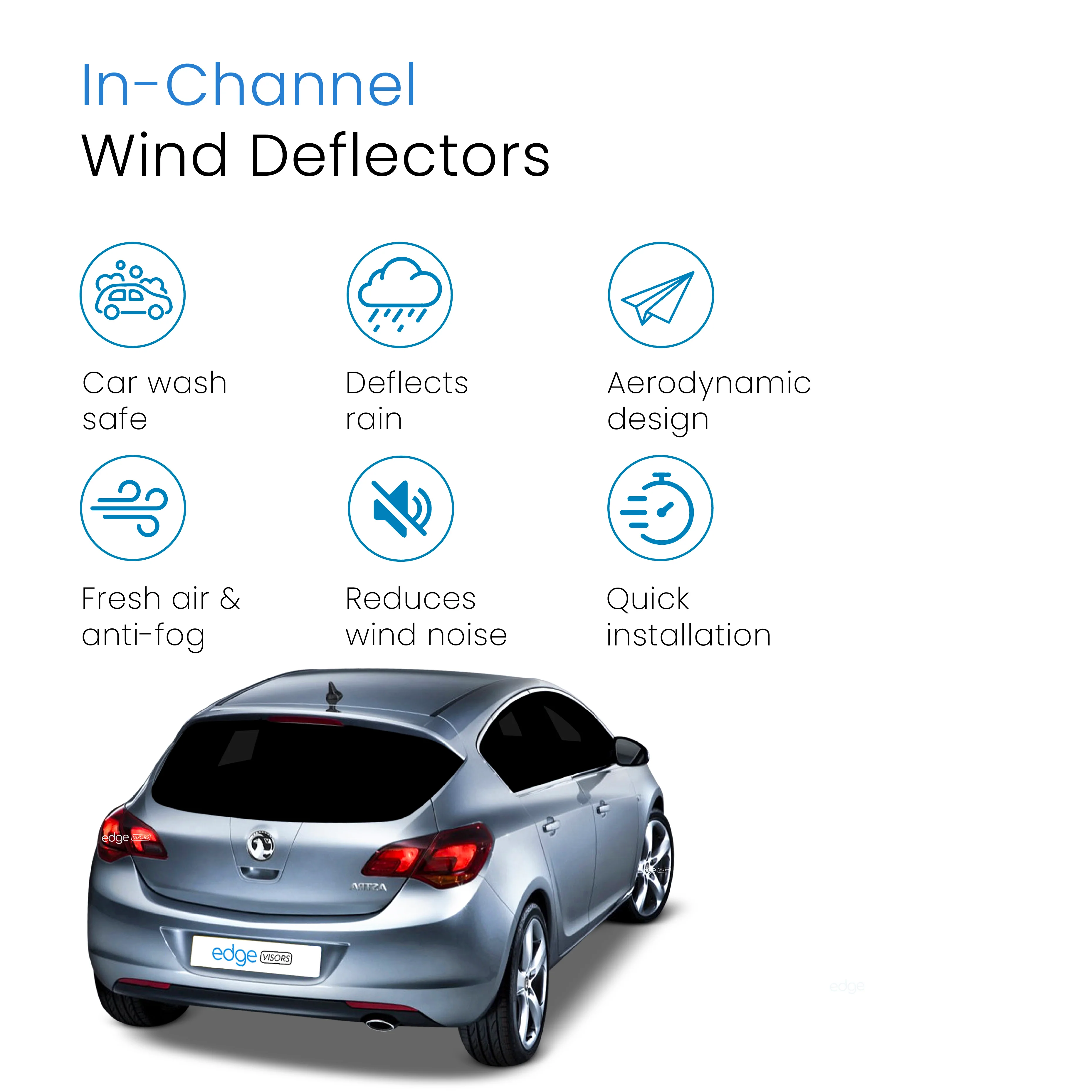 Vauxhall Astra J MK6 2009-2015 5 Door Hatchback/Saloon Wind Deflectors 4pc - Image 3