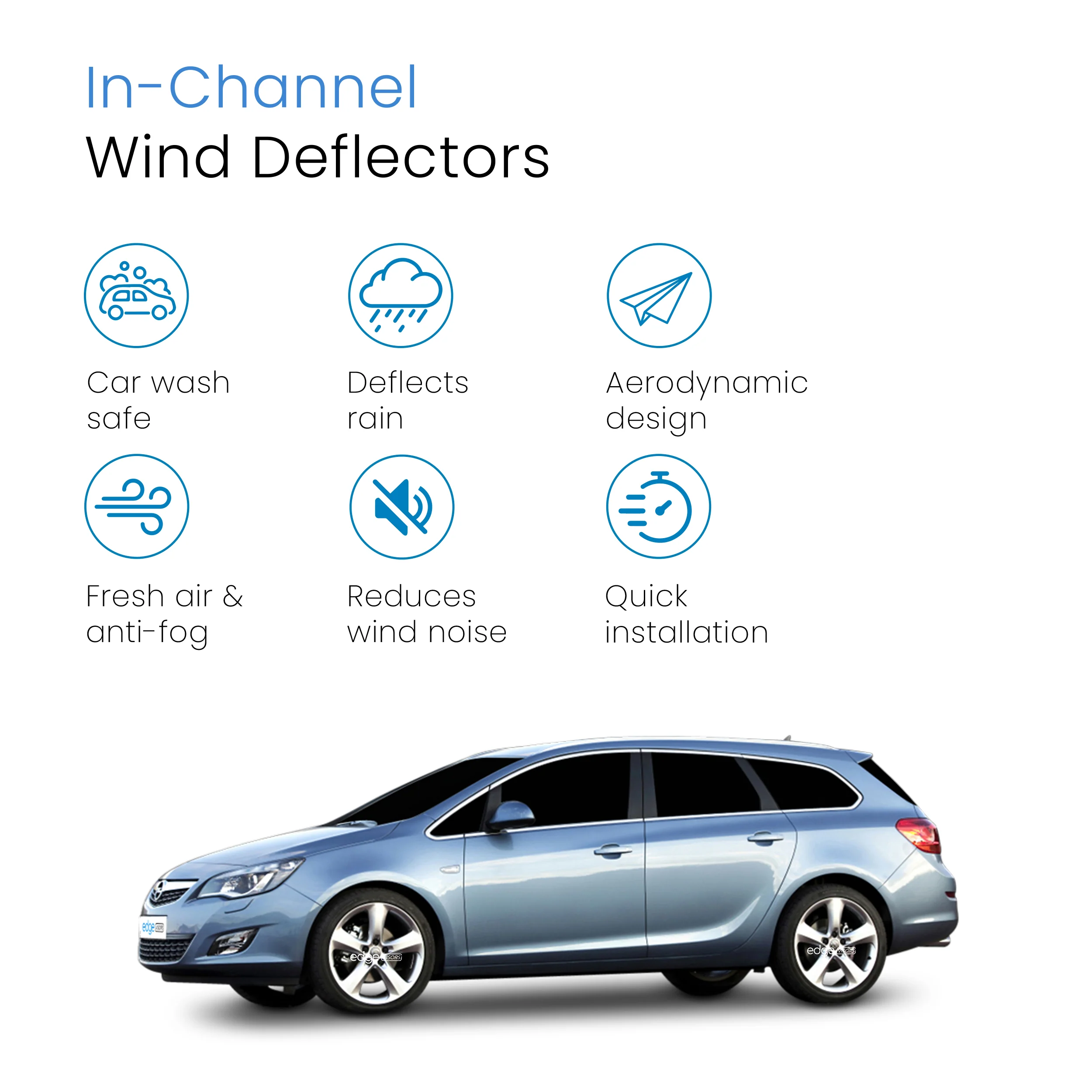 Vauxhall Astra J MK6 2010-2015 Sports Tourer 5 Door Estate Wind Deflectors 4pc - Image 3