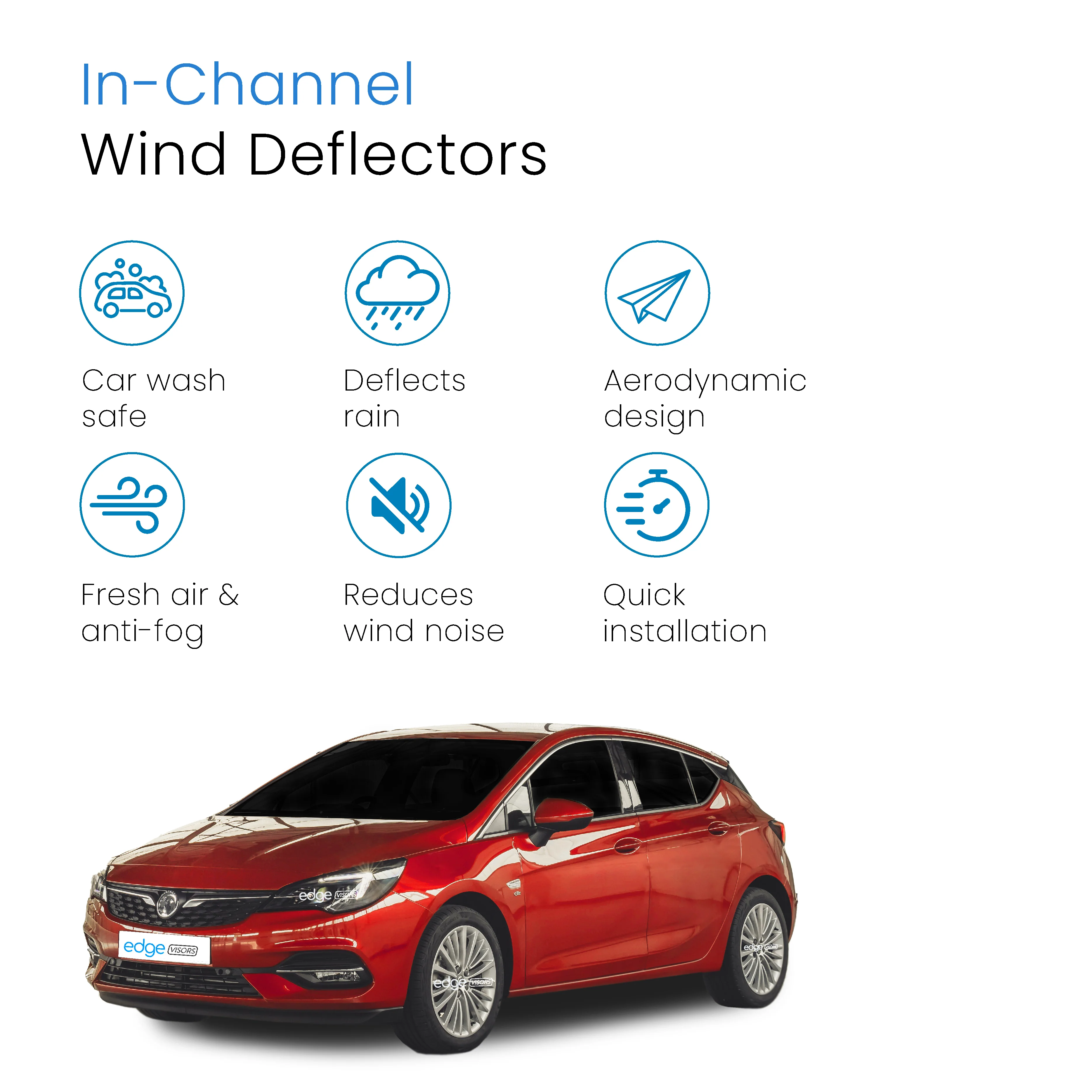 Vauxhall Astra K MK7 2015-2022 5 Door Hatchback Wind Deflectors 4pc - Image 3