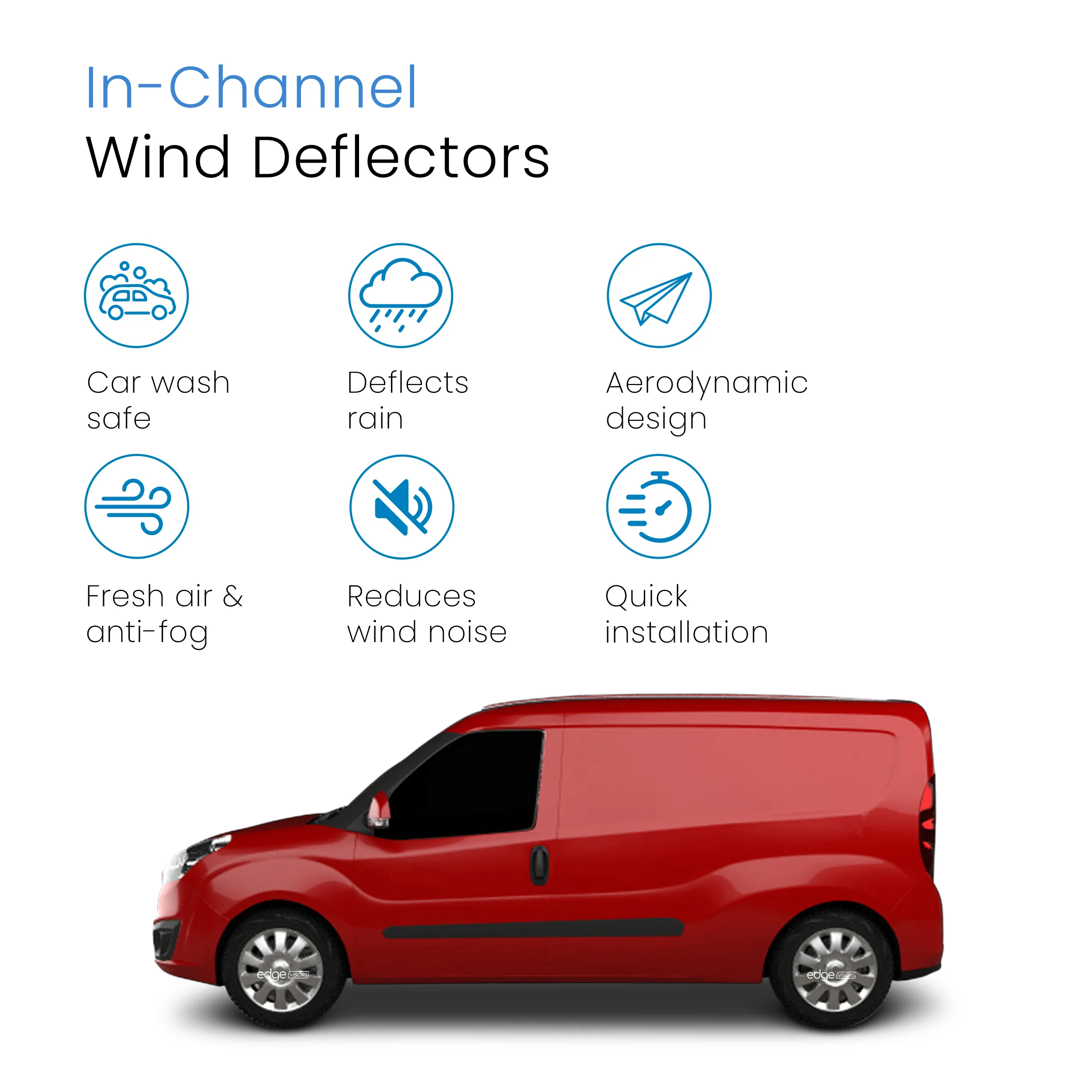 Vauxhall Combo D 2011-2018 Van Wind Deflectors 2pc - Image 3