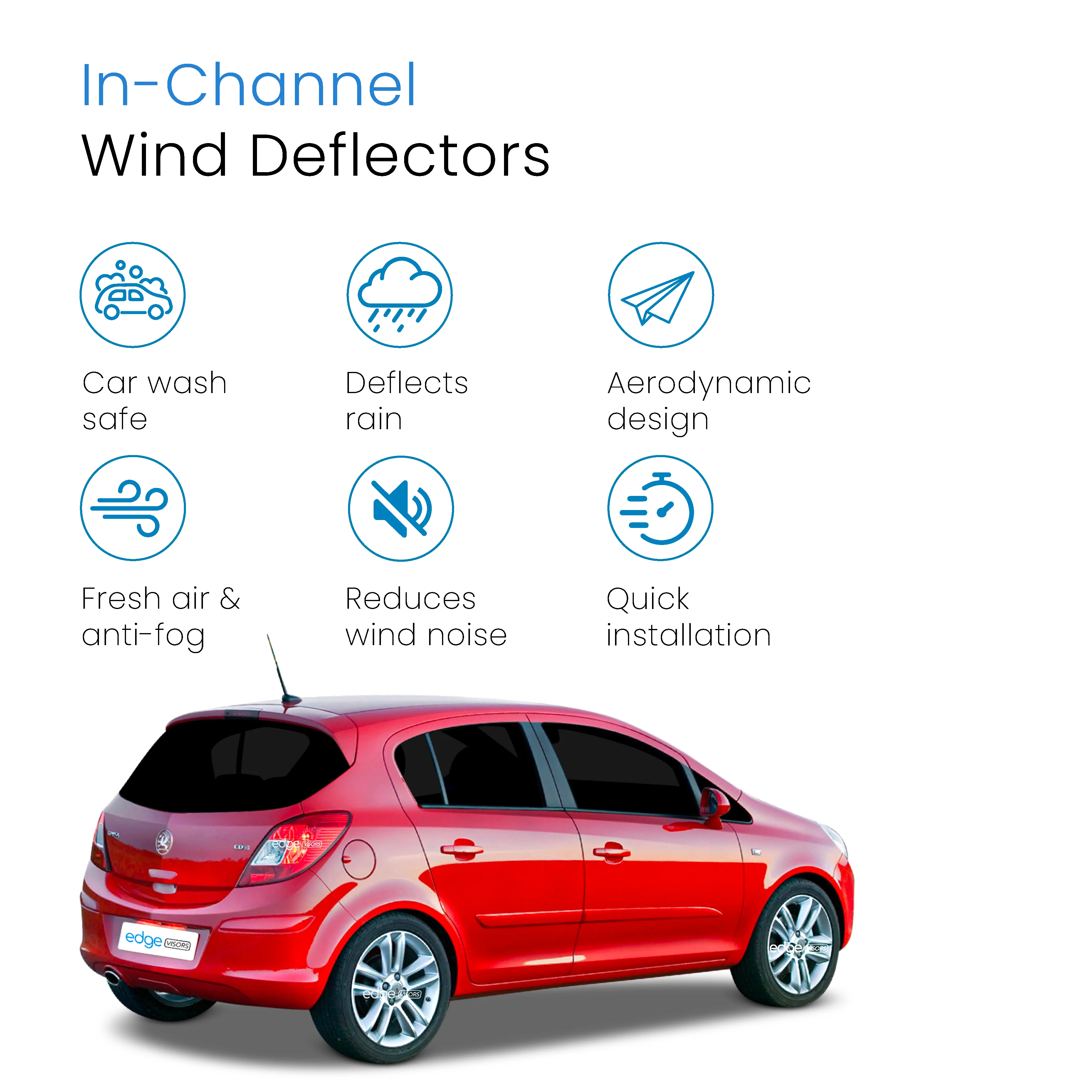 Vauxhall Corsa D E 2006-2019 5 Door Hatchback Wind Deflectors 4pc - Image 3