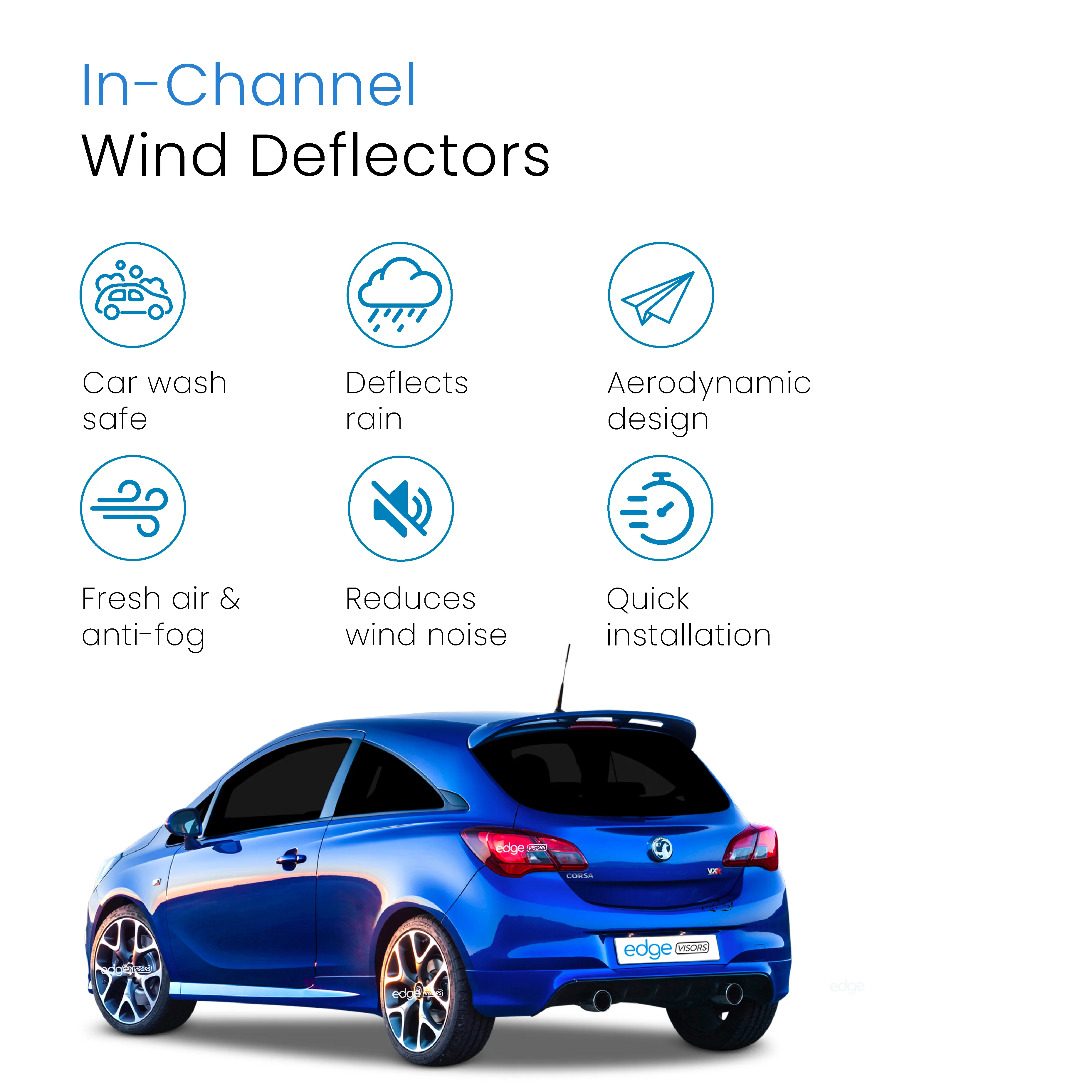 Vauxhall Corsa D E MK4 2006-2019 3 Door Hatchback Wind Deflectors 2pc - Image 3
