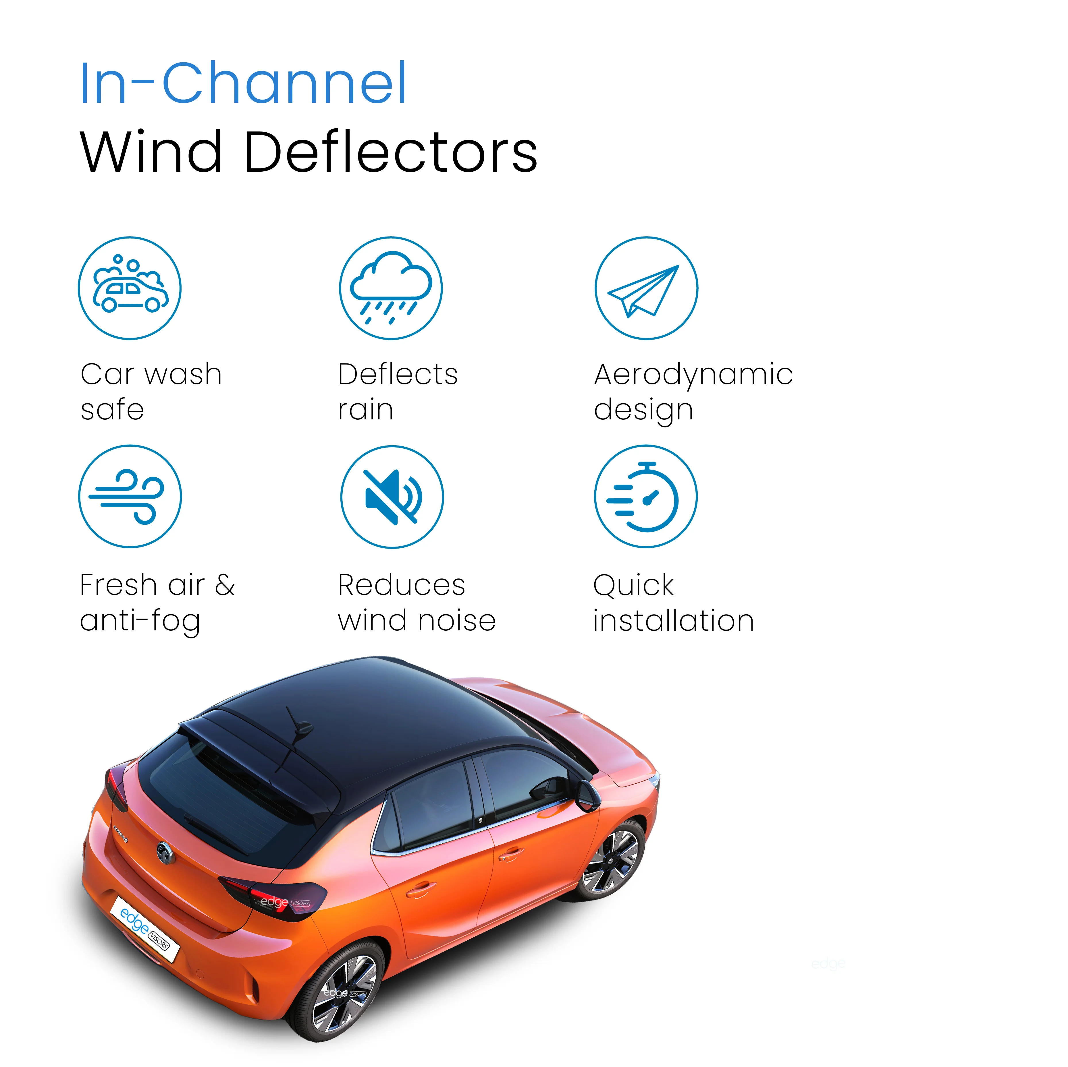 Vauxhall Corsa F MK6 2019-Onwards 5 Door Hatchback Wind Deflectors 4pc - Image 3