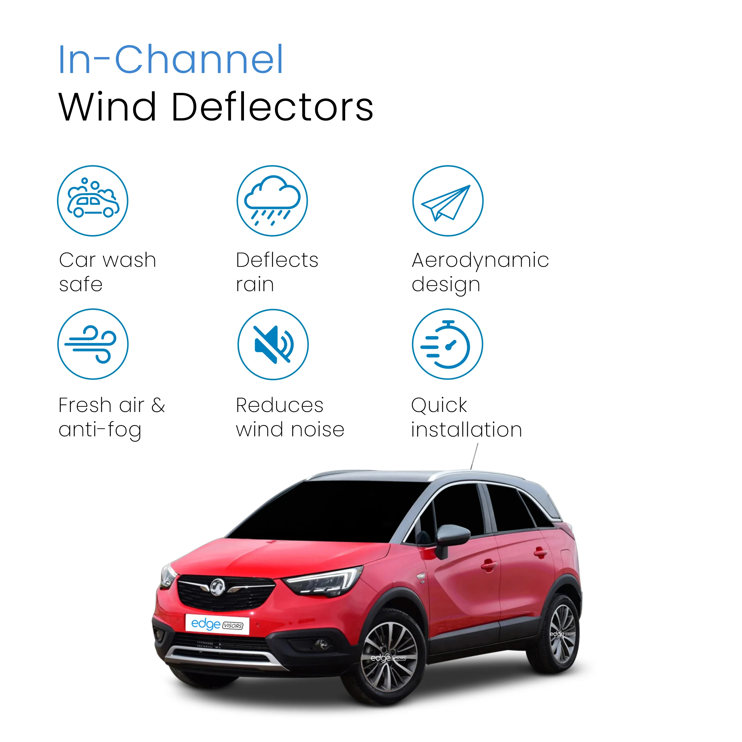 Vauxhall Crossland X 2017-Onwards 5 Door SUV Wind Deflectors 4pc - Image 3