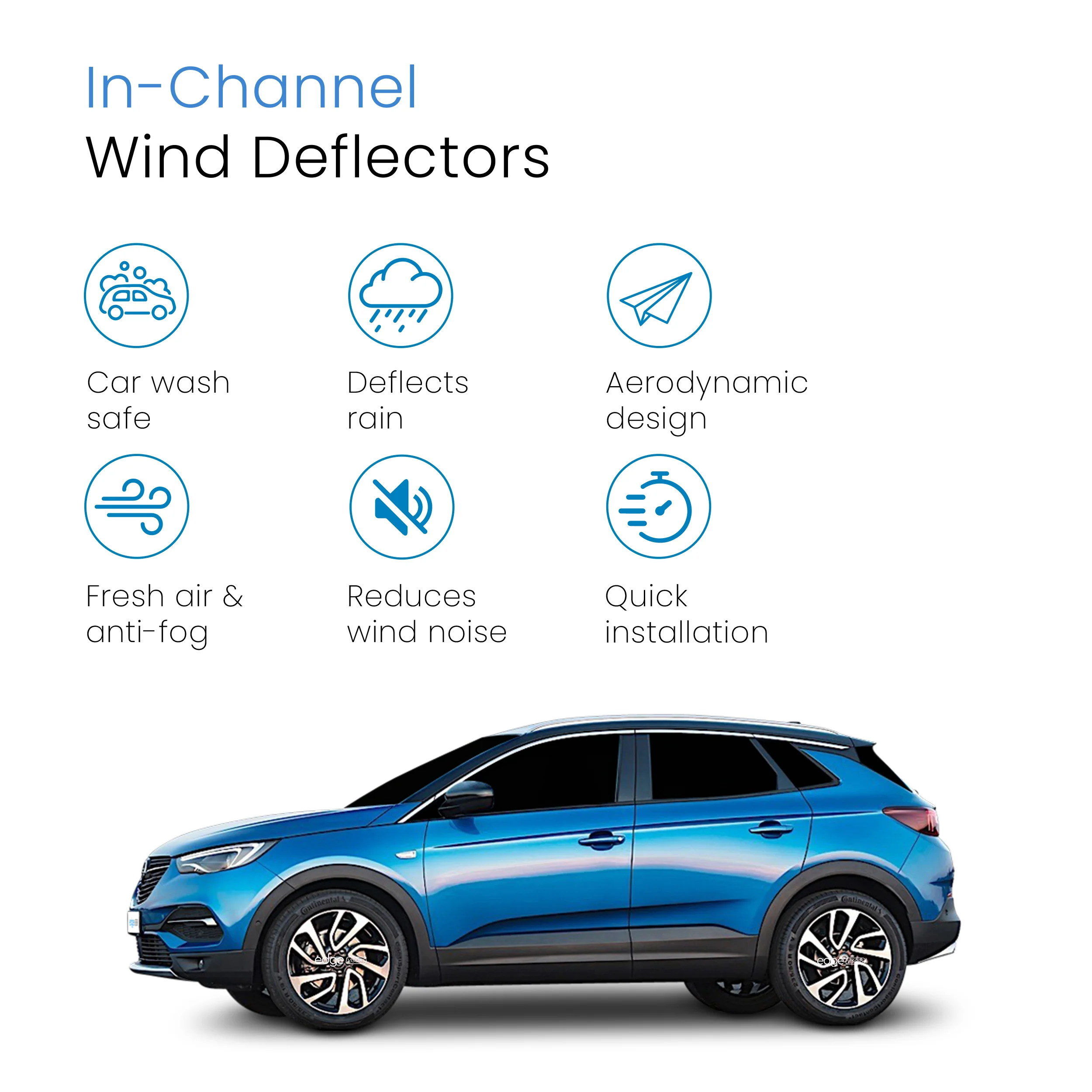 Vauxhall Grandland X MK1 2017-2024 5 Door SUV Wind Deflectors 4pc - Image 3